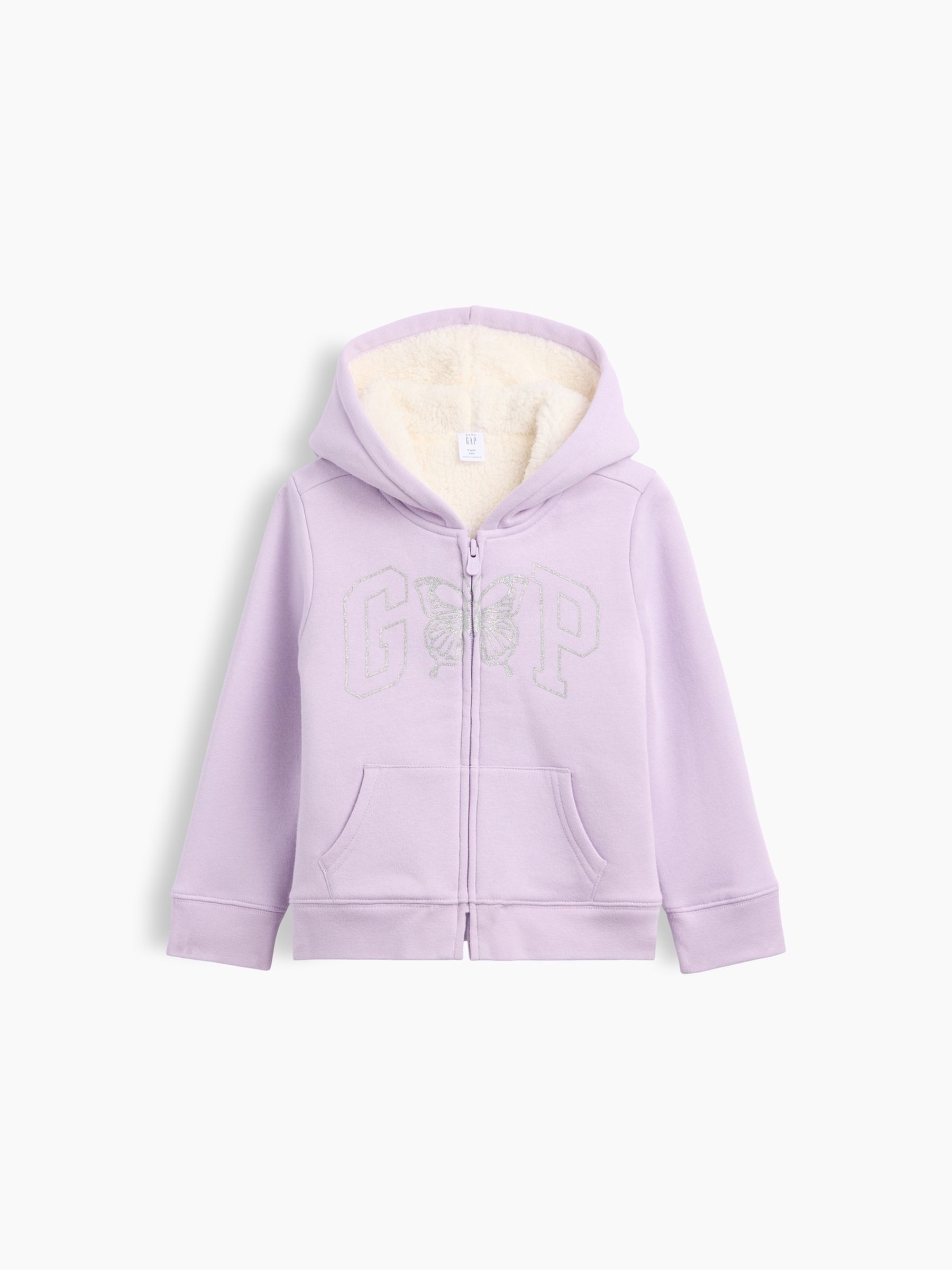 Purple Butterfly Sherpa-Lined Logo Zip-Up Hoodie - Image 1 of 3