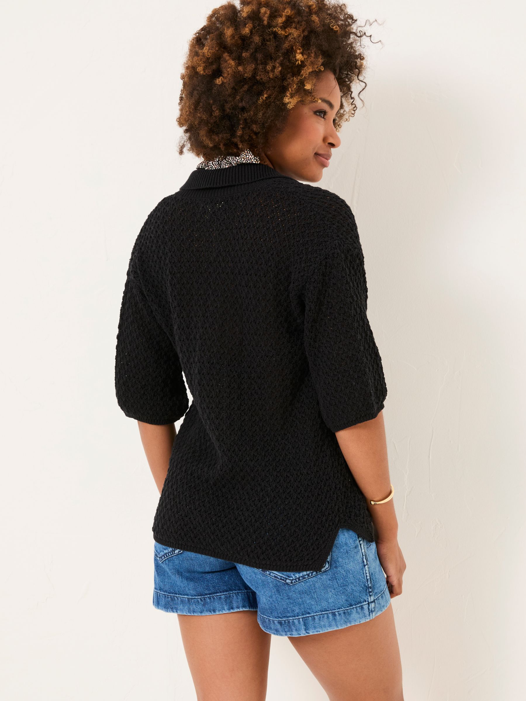 Black 100% Cotton Beachwear Knitted Shirt - Image 2 of 5