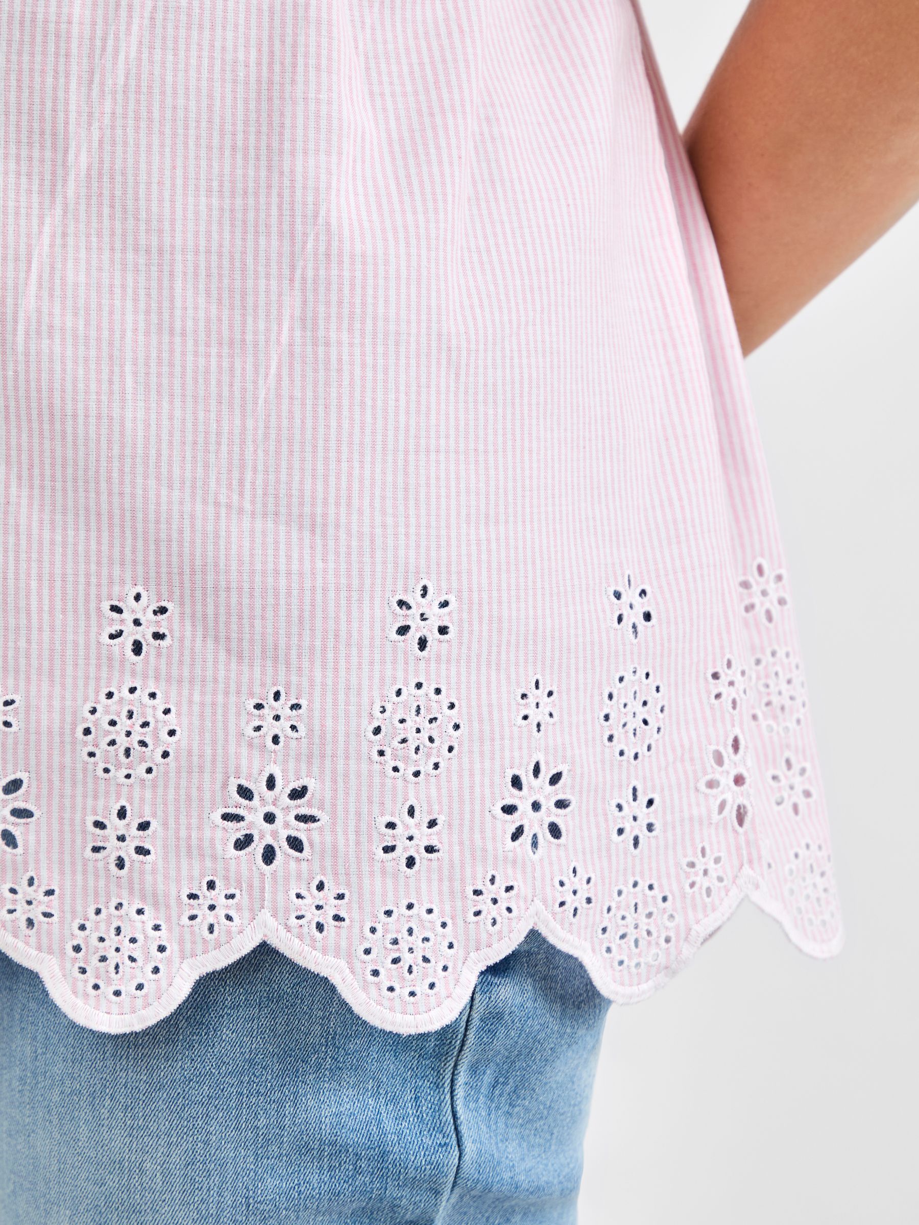 Pink Maternity Stripe Broderie 100% Cotton Blouse - Image 4 of 4