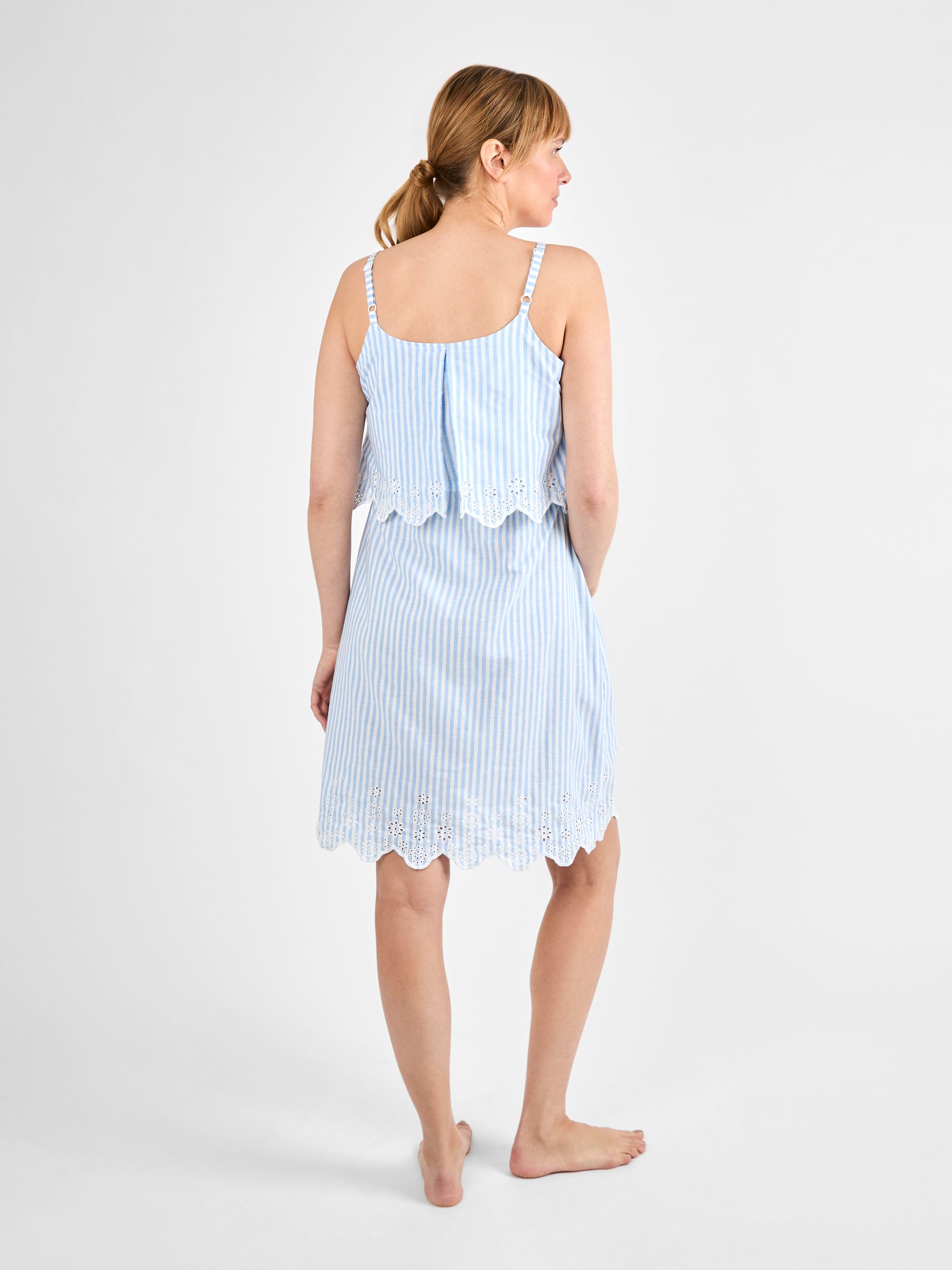 Blue Stripe Broderie Maternity & Nursing Nightdress - Image 2 of 5