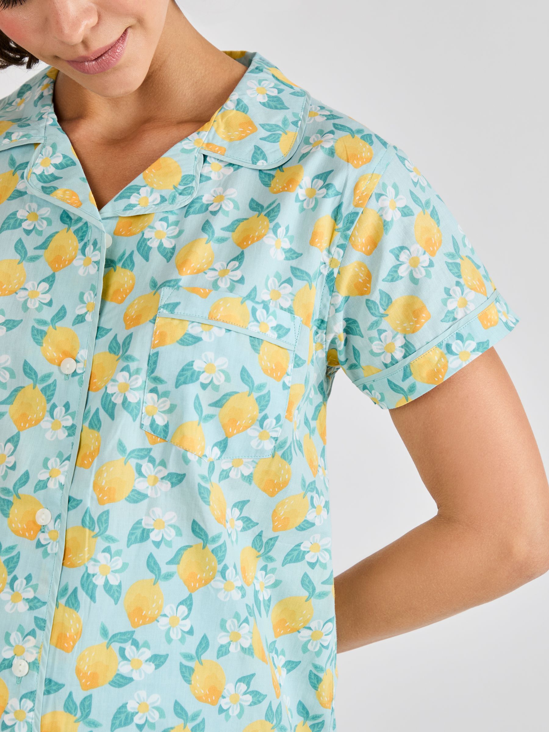 Blue Lemon Print Maternity Short Pyjamas Set - Image 4 of 5
