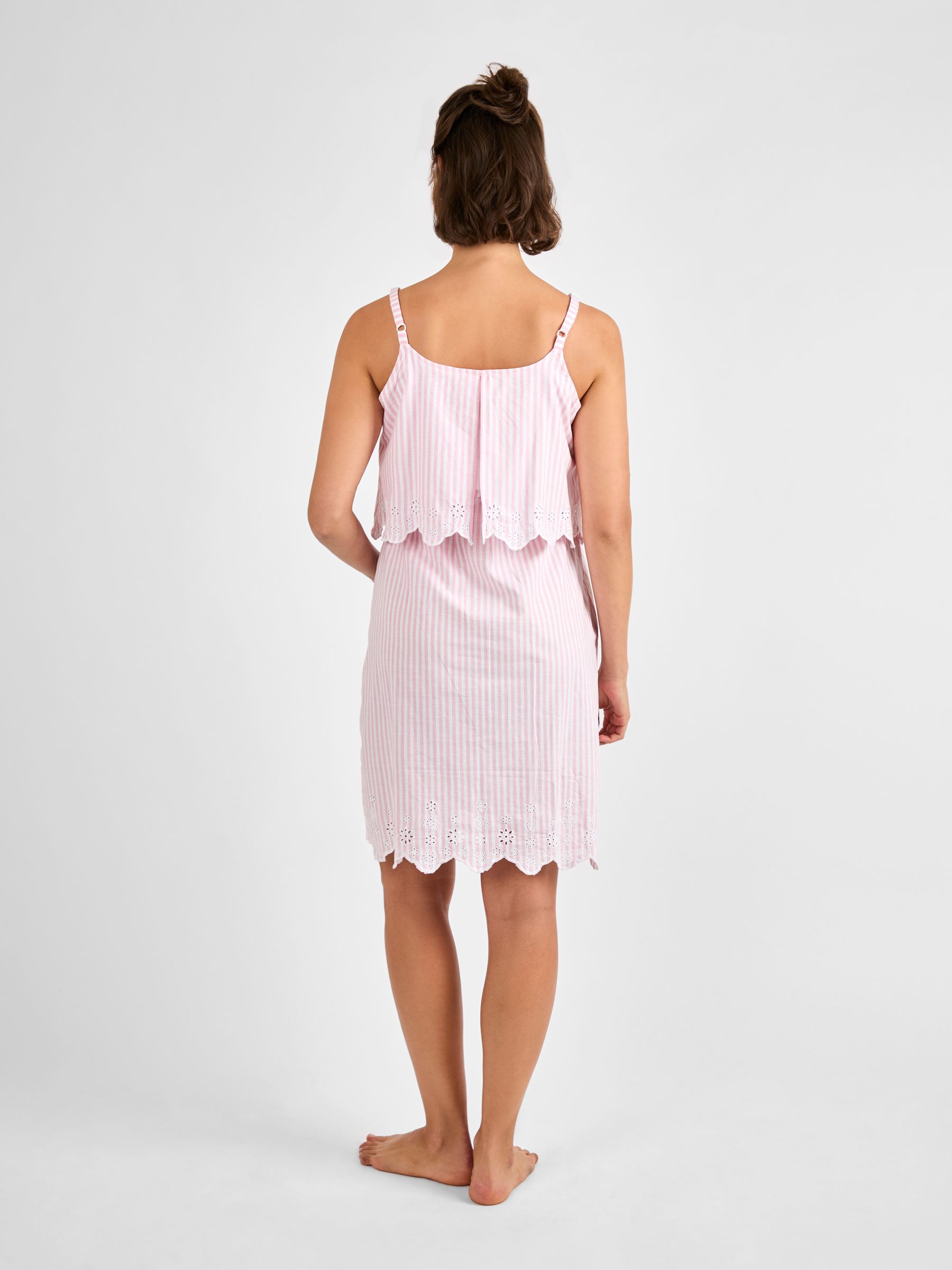 Pink Stripe Broderie Maternity & Nursing Nightdress - Image 2 of 5