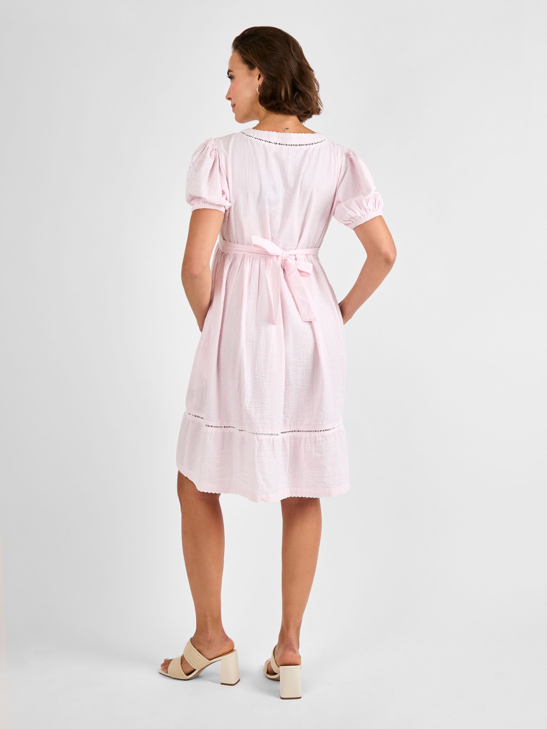 Pink Stripe Embroidered Maternity Dress - Image 3 of 4