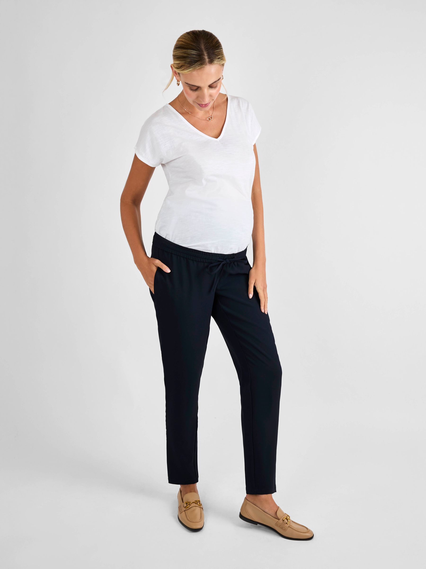 Navy Tapered Maternity Trousers - Image 3 of 4