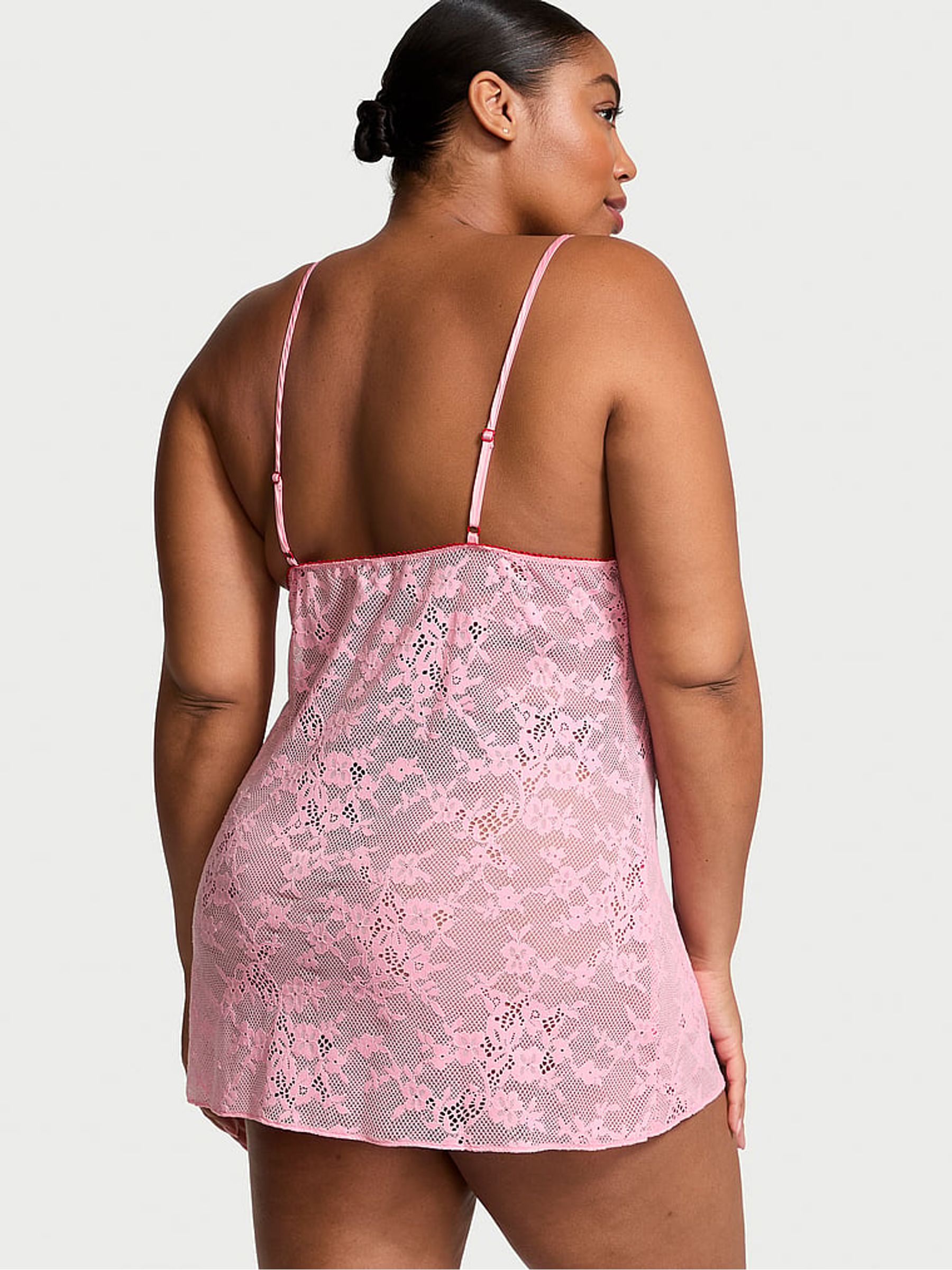 Pink Hope Tease Lace Mini Slip Dress - Image 2 of 3