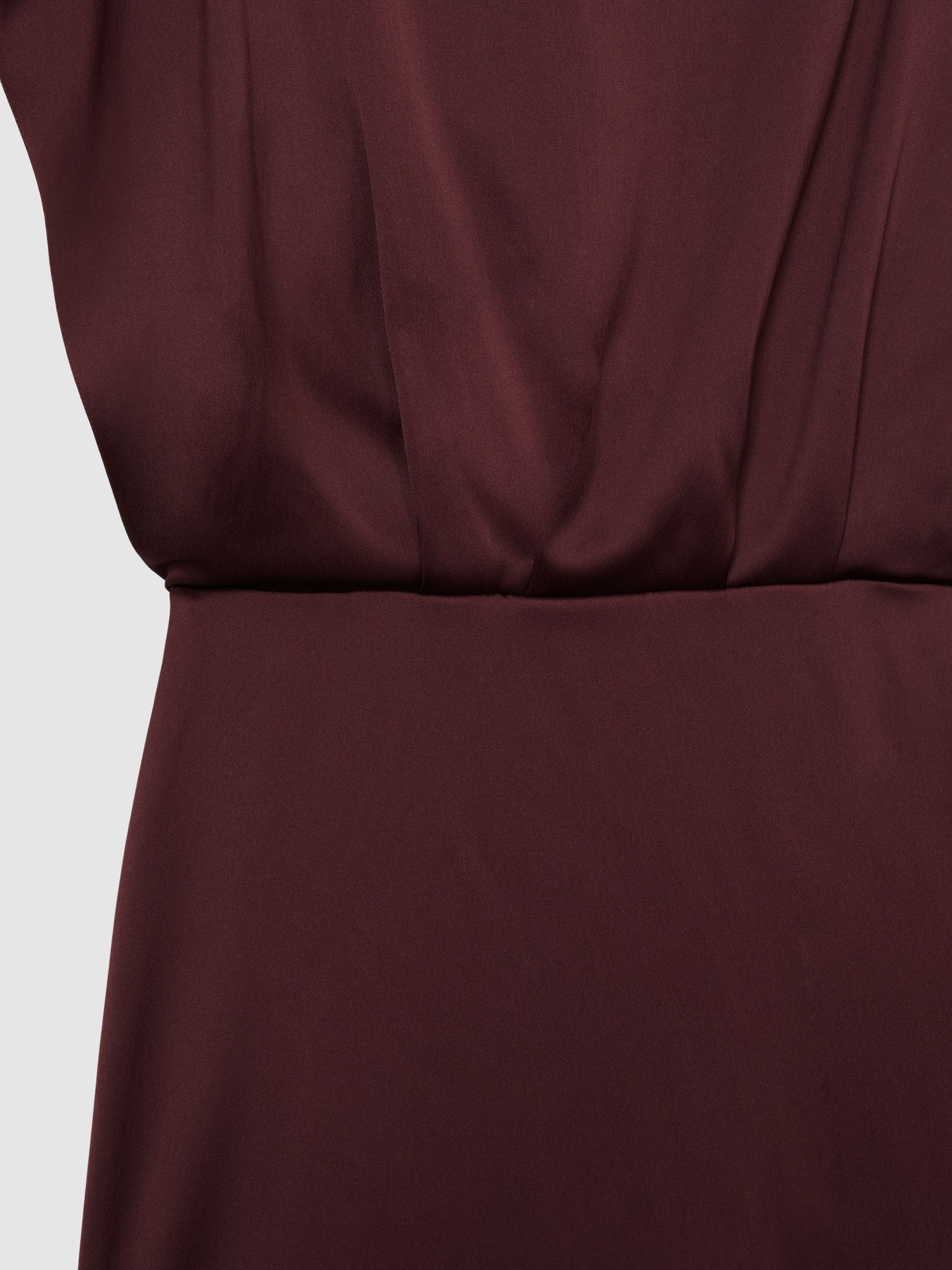 Atelier Satin Stepped-Hem Dress in Burgundy - Image 8 of 8