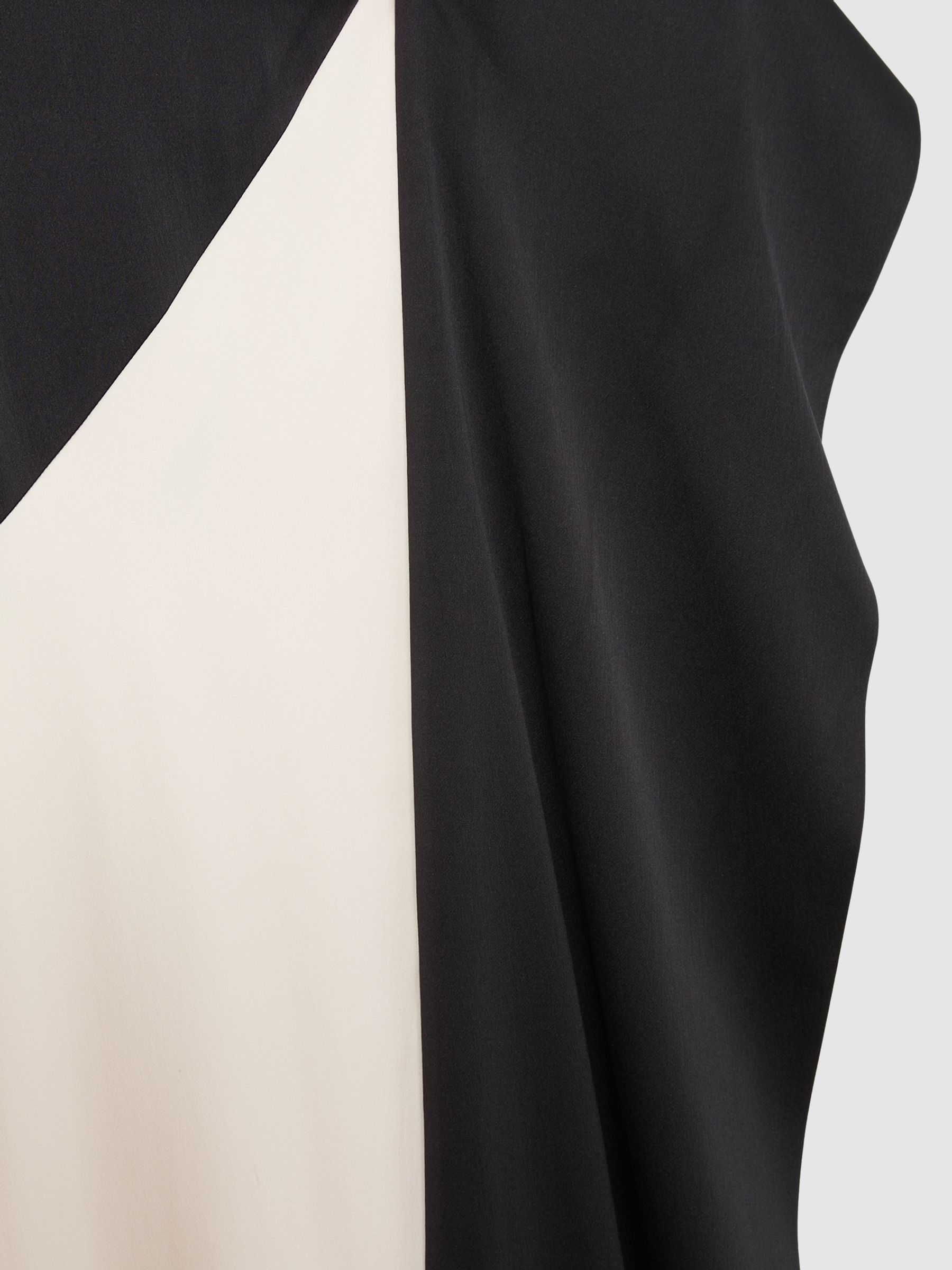 Atelier Sash-Neck Satin Occasion Dress in Black/Ivory - Image 6 of 6