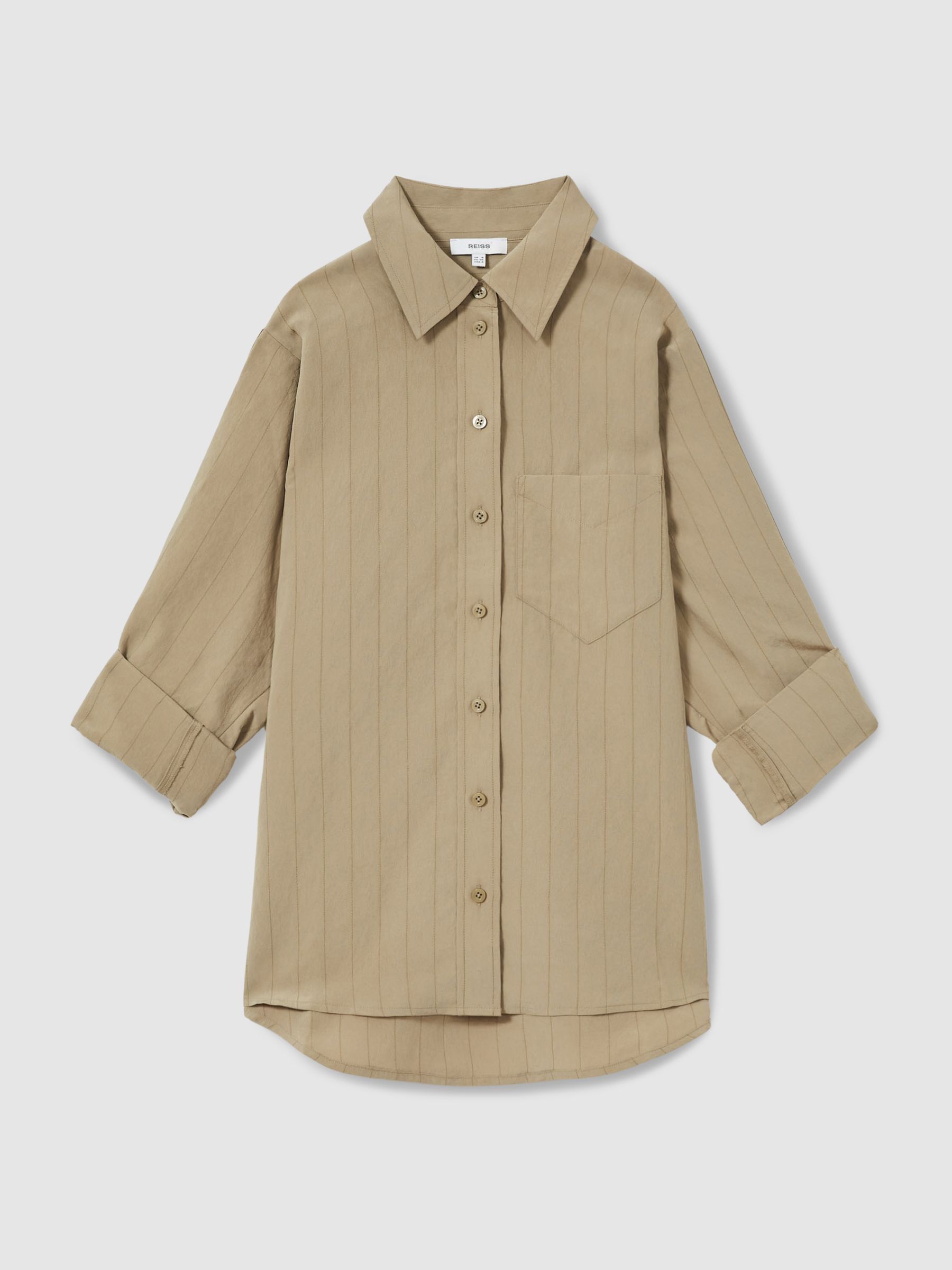 Modal-Blend Woven Pinstripe Shirt in Khaki - Image 2 of 6