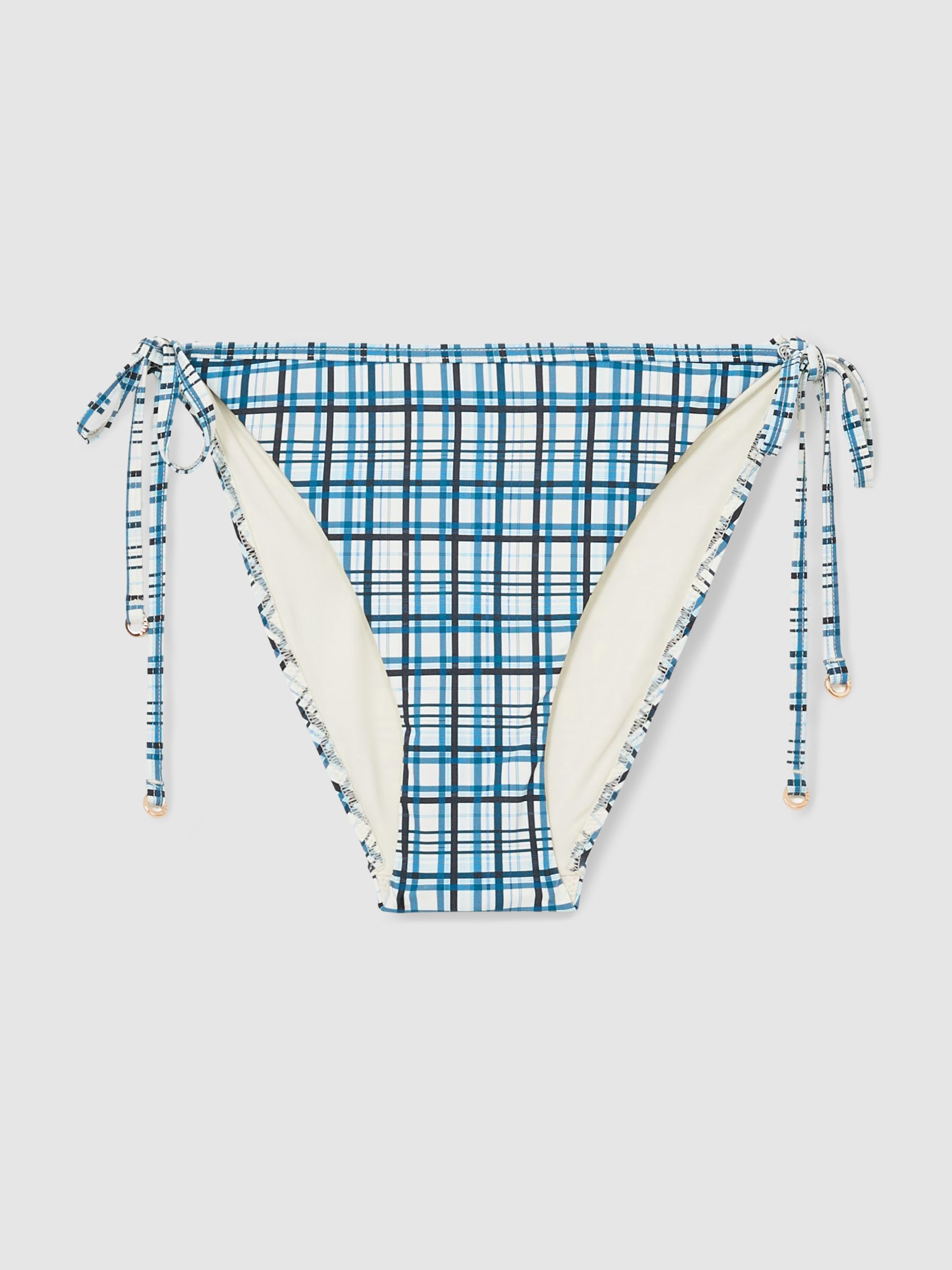 Check Side-Tie Bikini Bottoms in Blue - Image 2 of 5