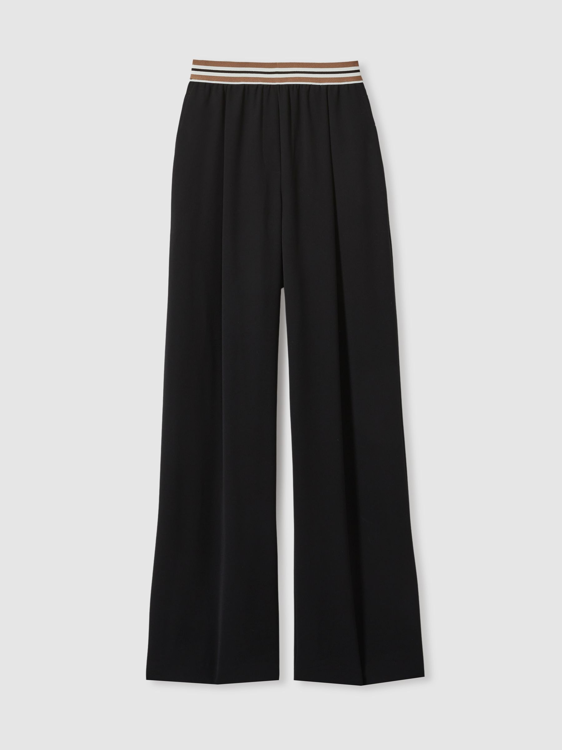 Stripe-Waistband Wide-Leg Trousers in Black - Image 2 of 6