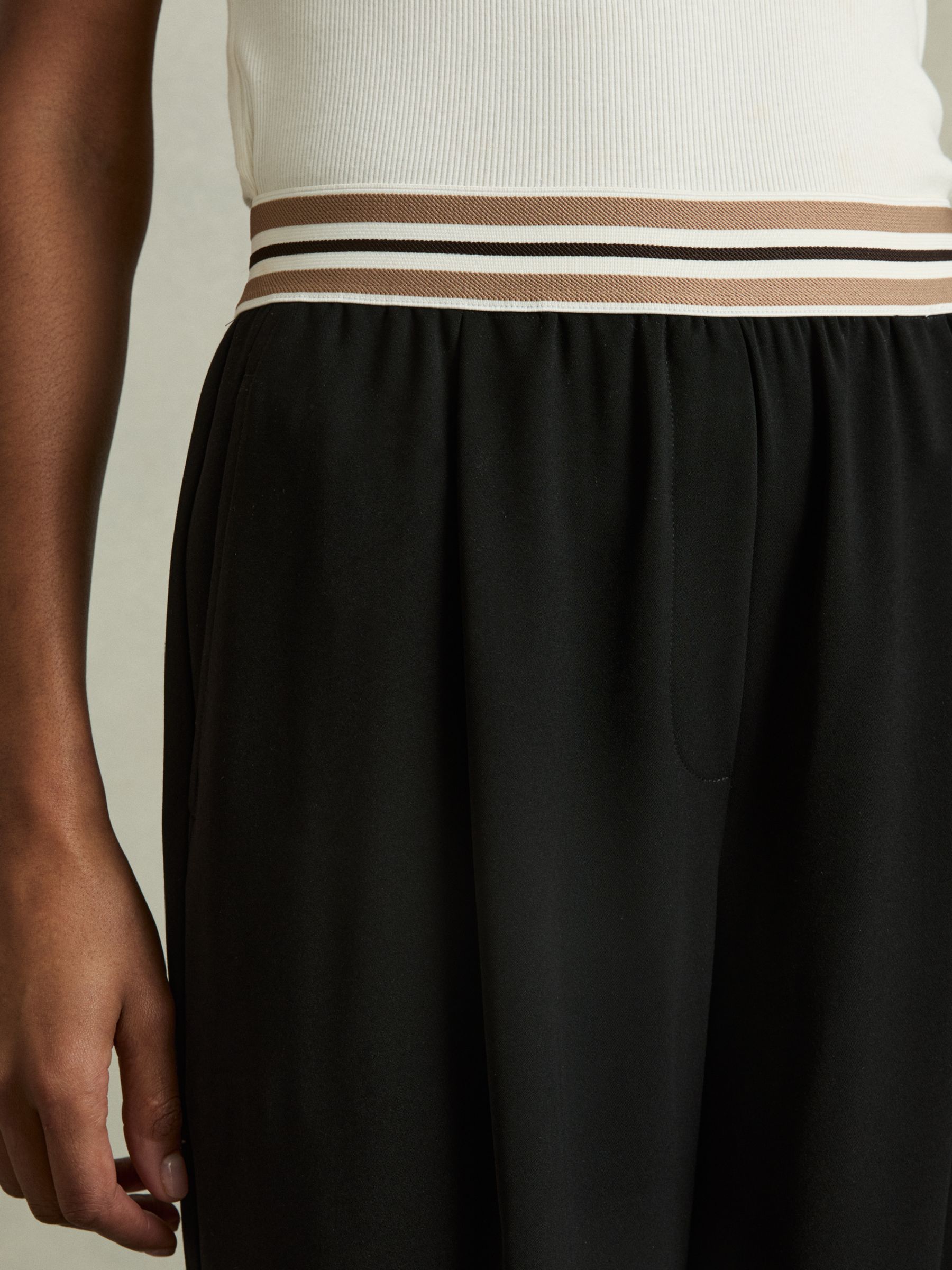 Stripe-Waistband Wide-Leg Trousers in Black - Image 4 of 6