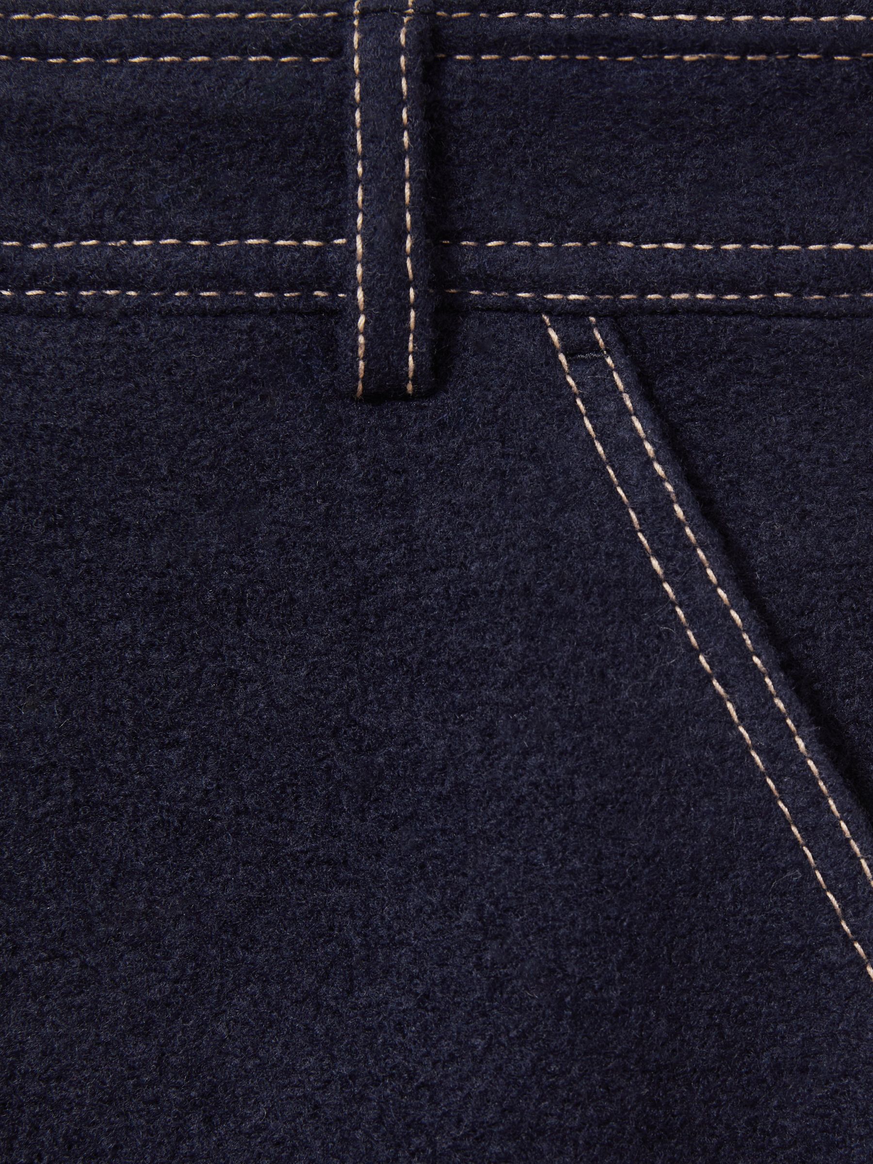 Wool-Blend Topstitched Mini Skirt in Navy - Image 7 of 7