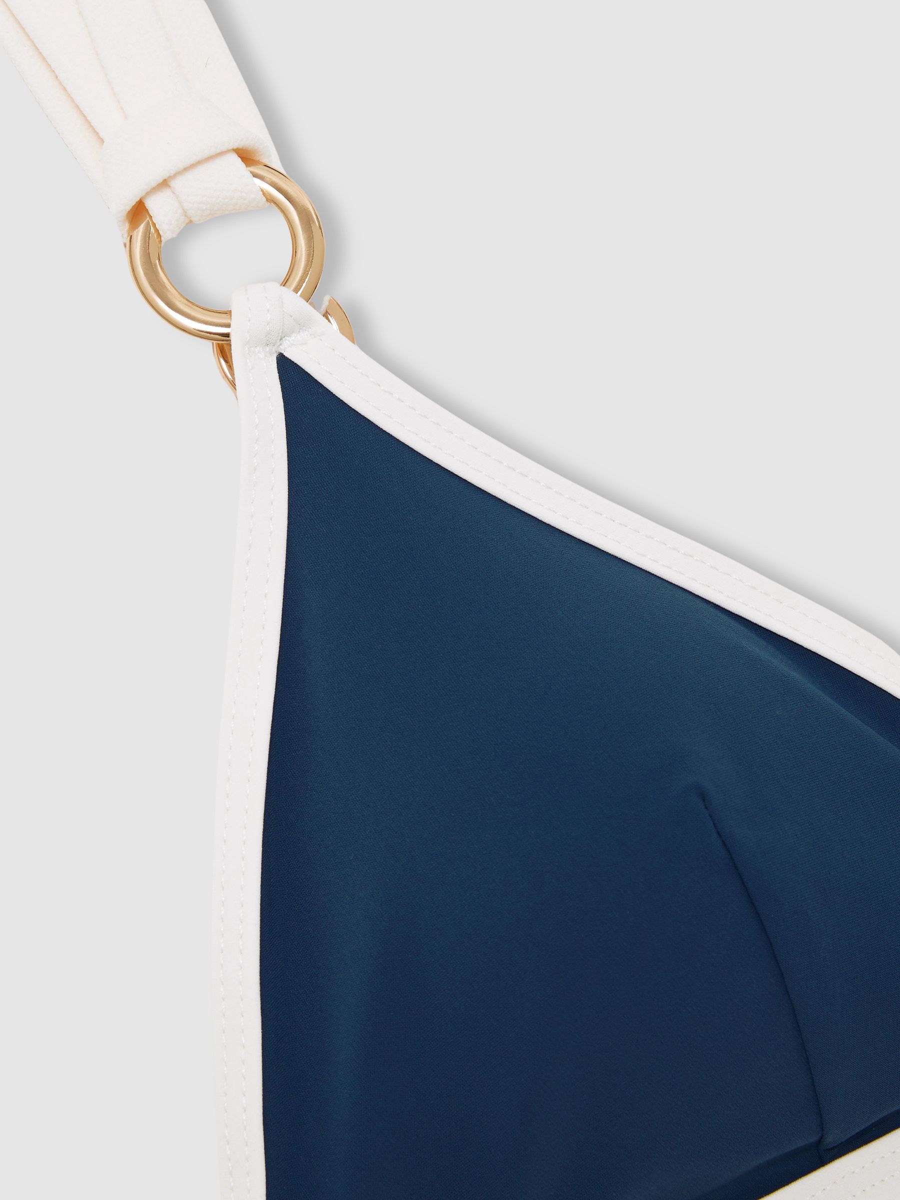 Contrast-Trim Triangle Bikini Top in Blue/White - Image 6 of 6