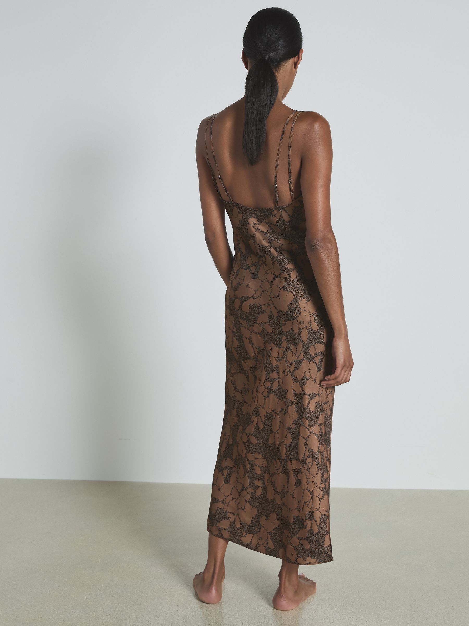 Satin Printed Slip Nightdress in Mink/Black - Image 5 of 7