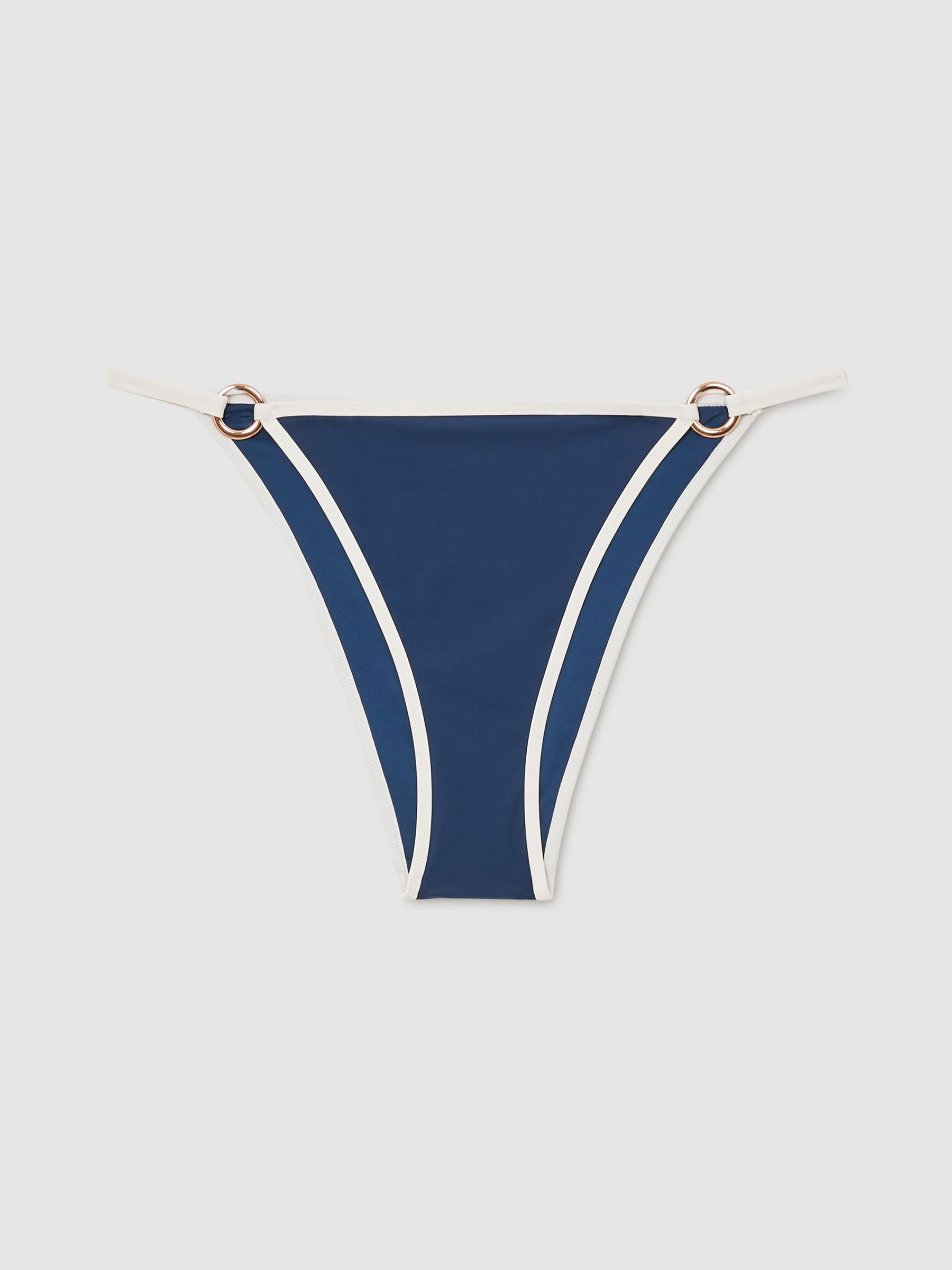 Contrast-Trim Bikini Bottoms in Blue/White - Image 2 of 6