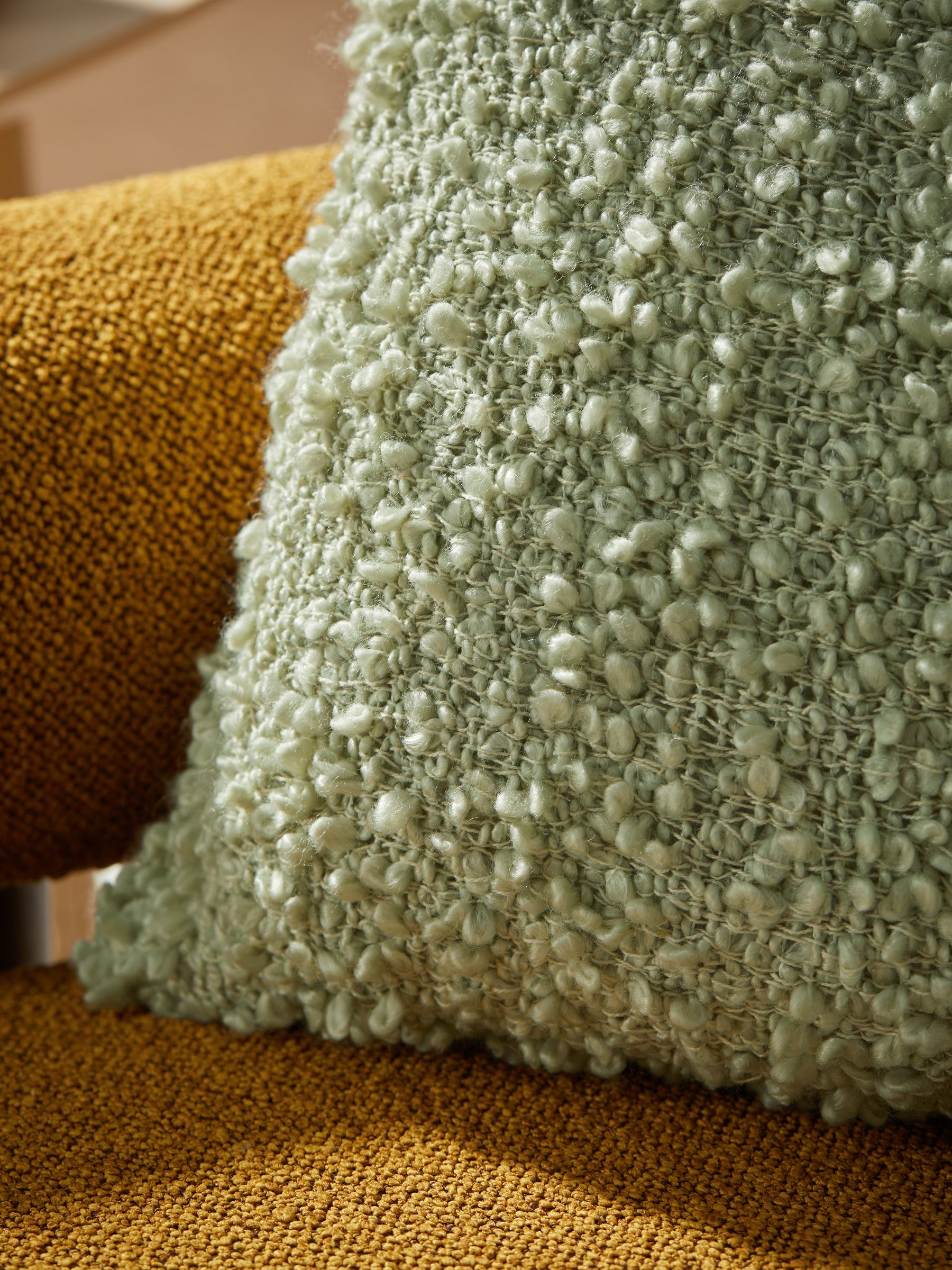 Agda Cosy Boucle Cushion in Mint Green - Image 2 of 3