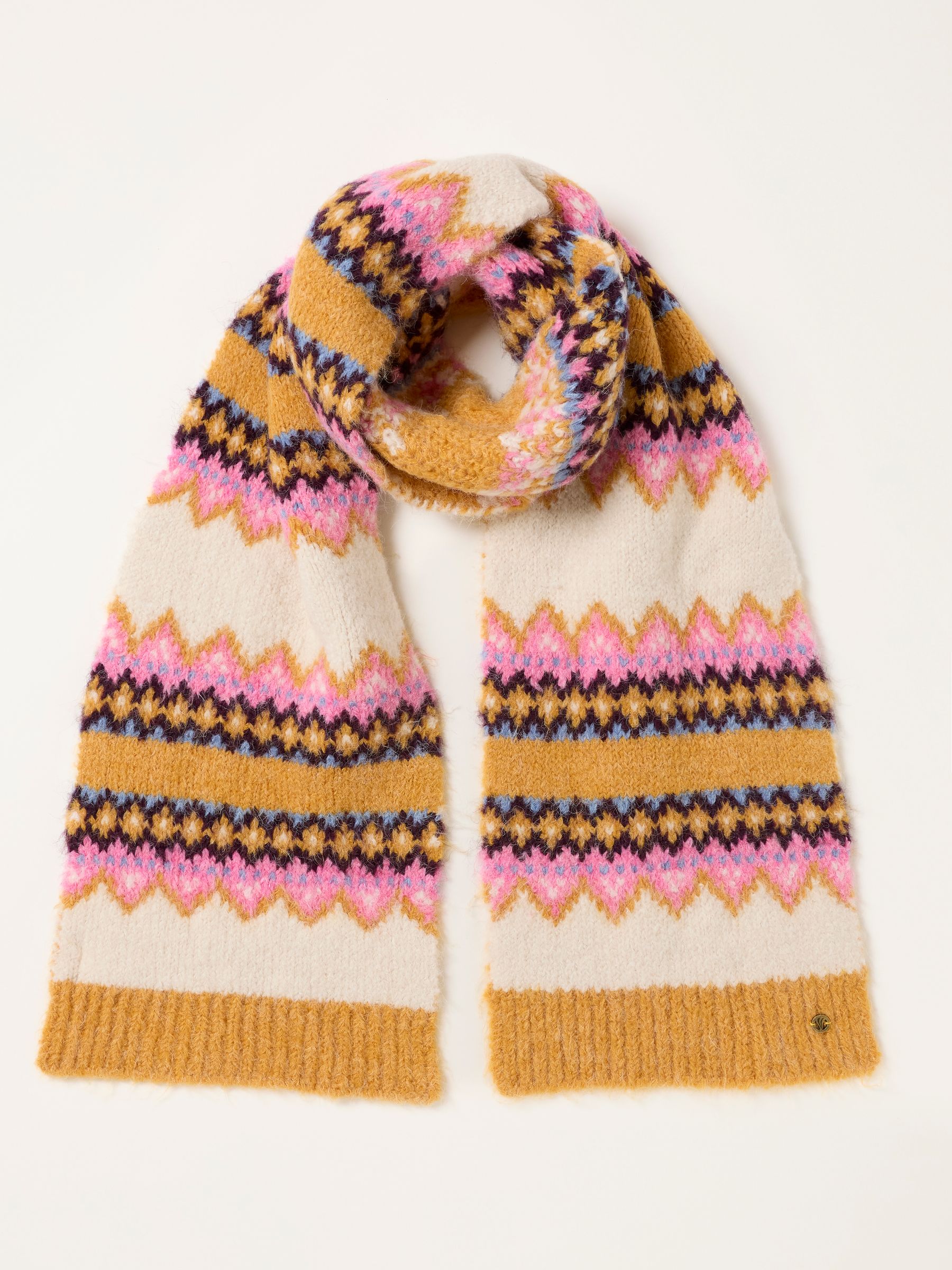 Luna Mustard Yellow Fairisle Scarf - Image 1 of 3