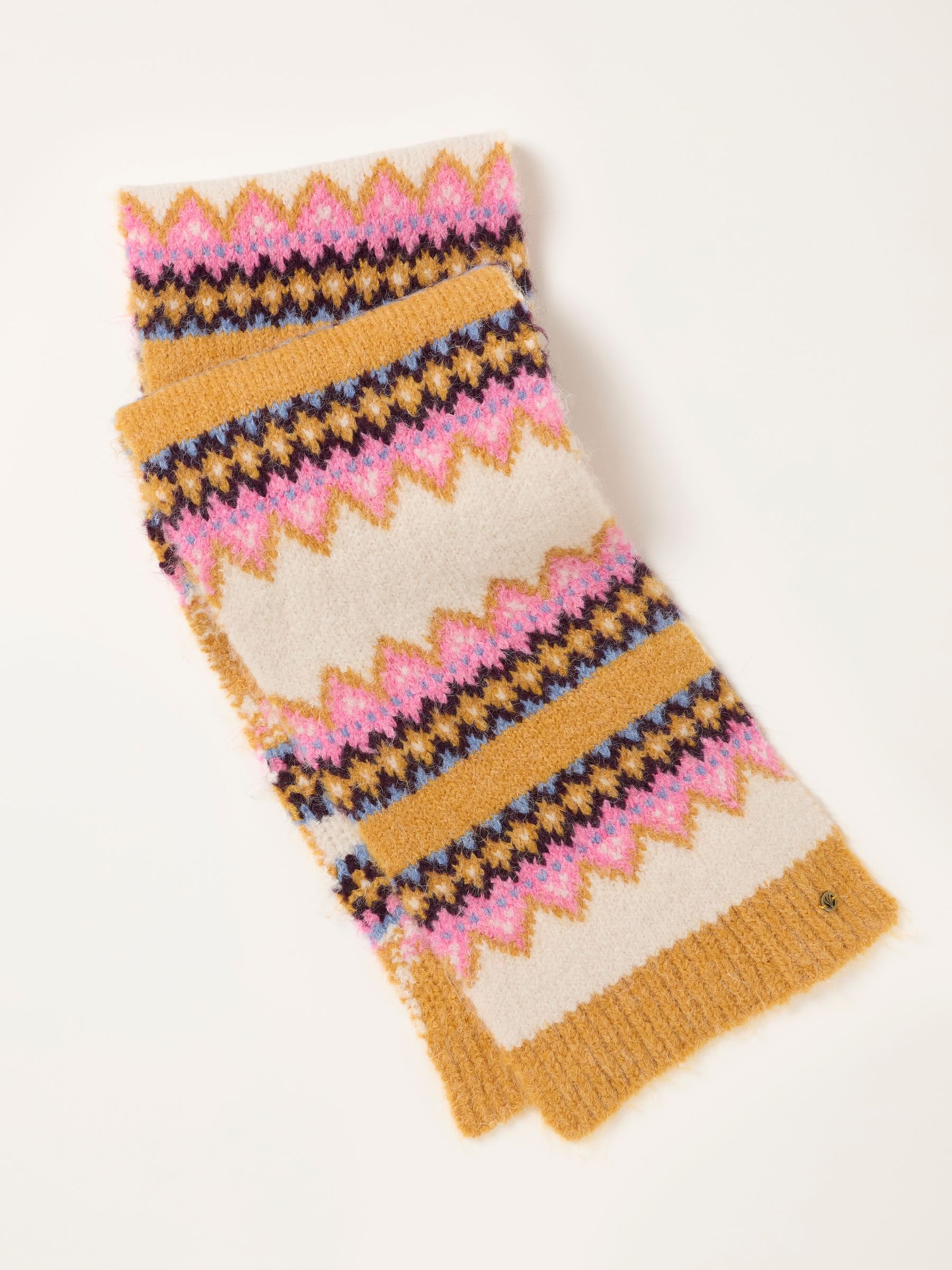 Luna Mustard Yellow Fairisle Scarf - Image 2 of 3 Luna Mustard Yellow Fairisle Scarf - Image 2 of 3