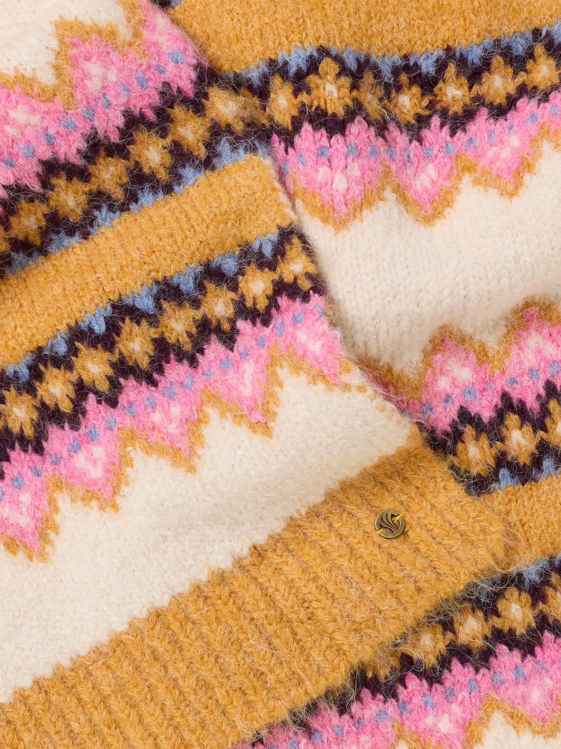 Luna Mustard Yellow Fairisle Scarf - Image 3 of 3