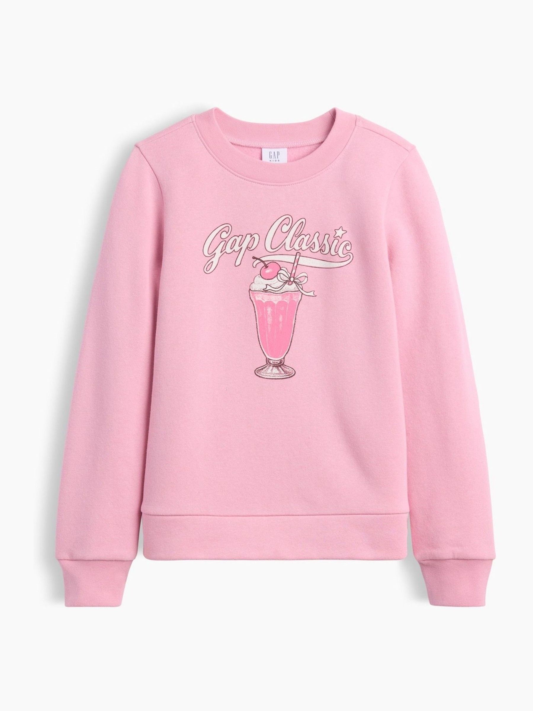Pink Crew Neck Graphic Sweatshirt - Image 1 of 3 Pink Crew Neck Graphic Sweatshirt - Image 1 of 3