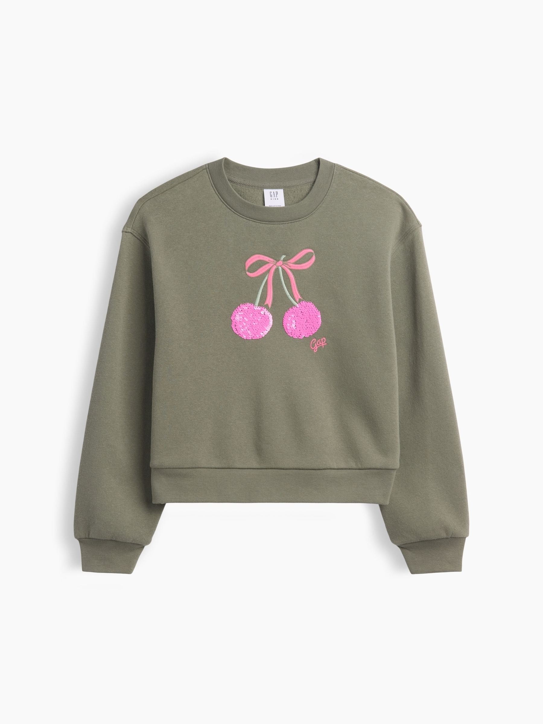 Green Cherry Oversized Mock Neck Logo Sweatshirt - Image 1 of 3