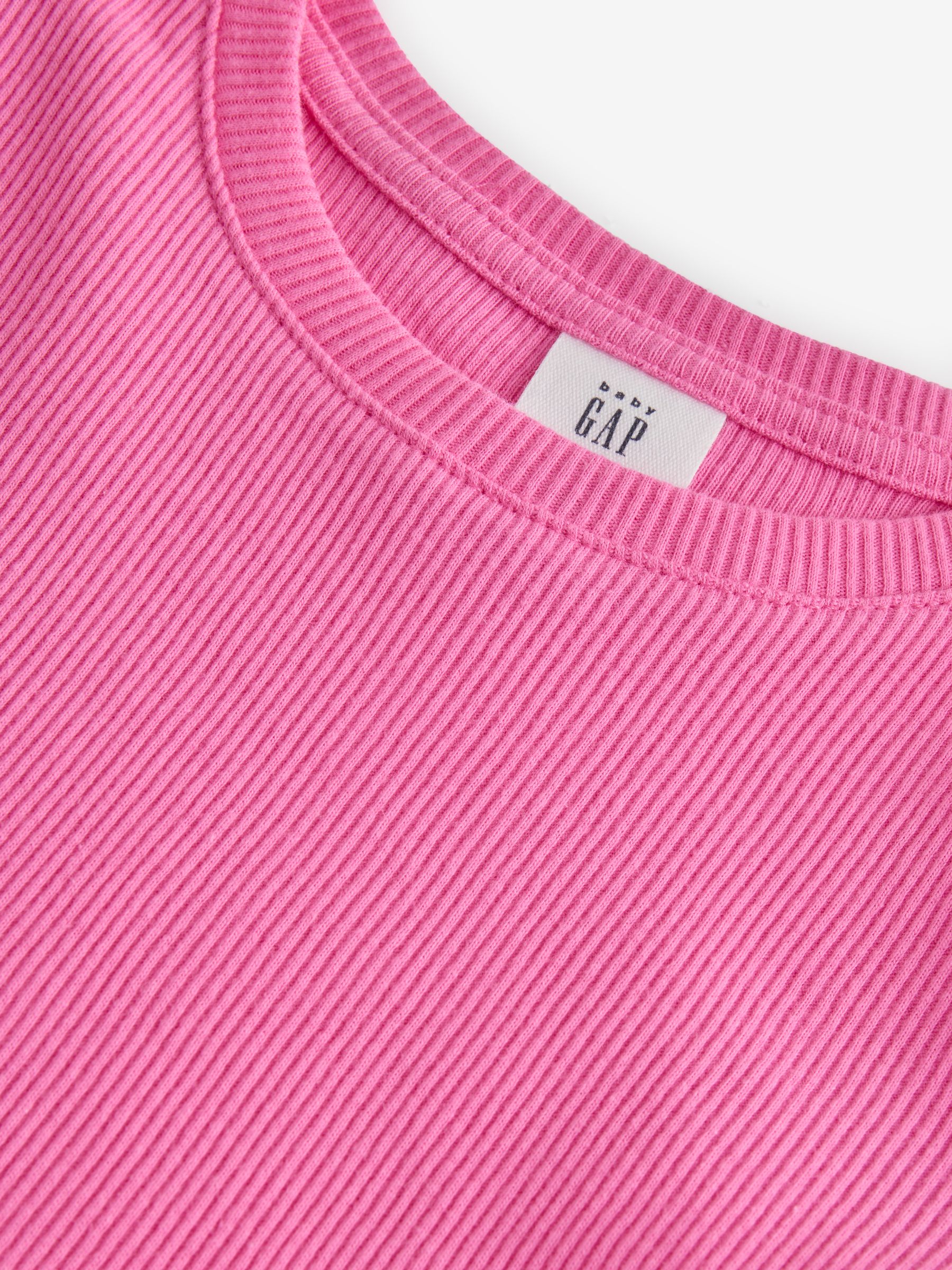 Pink Ribbed Crew Neck Long Sleeve T-Shirt - Image 3 of 5