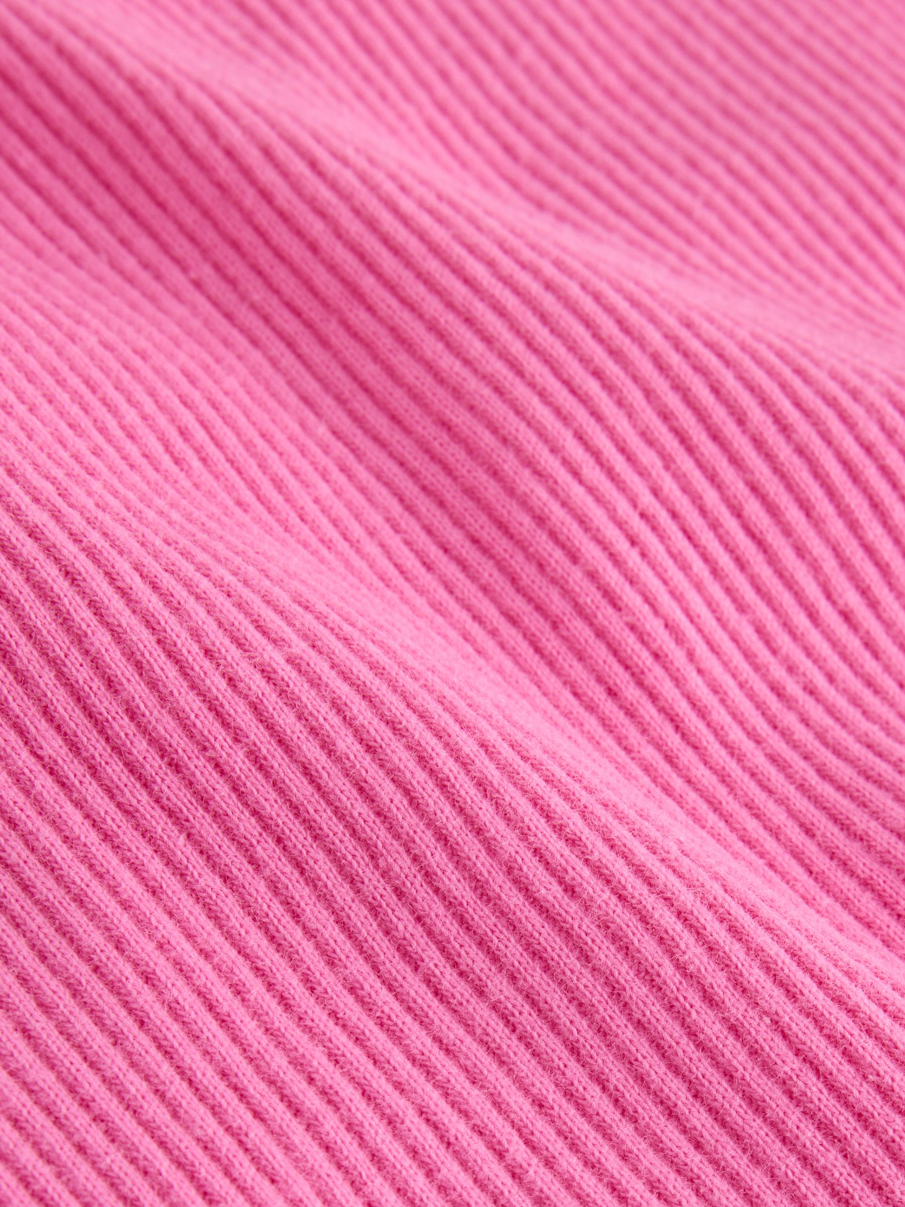Pink Ribbed Crew Neck Long Sleeve T-Shirt - Image 5 of 5