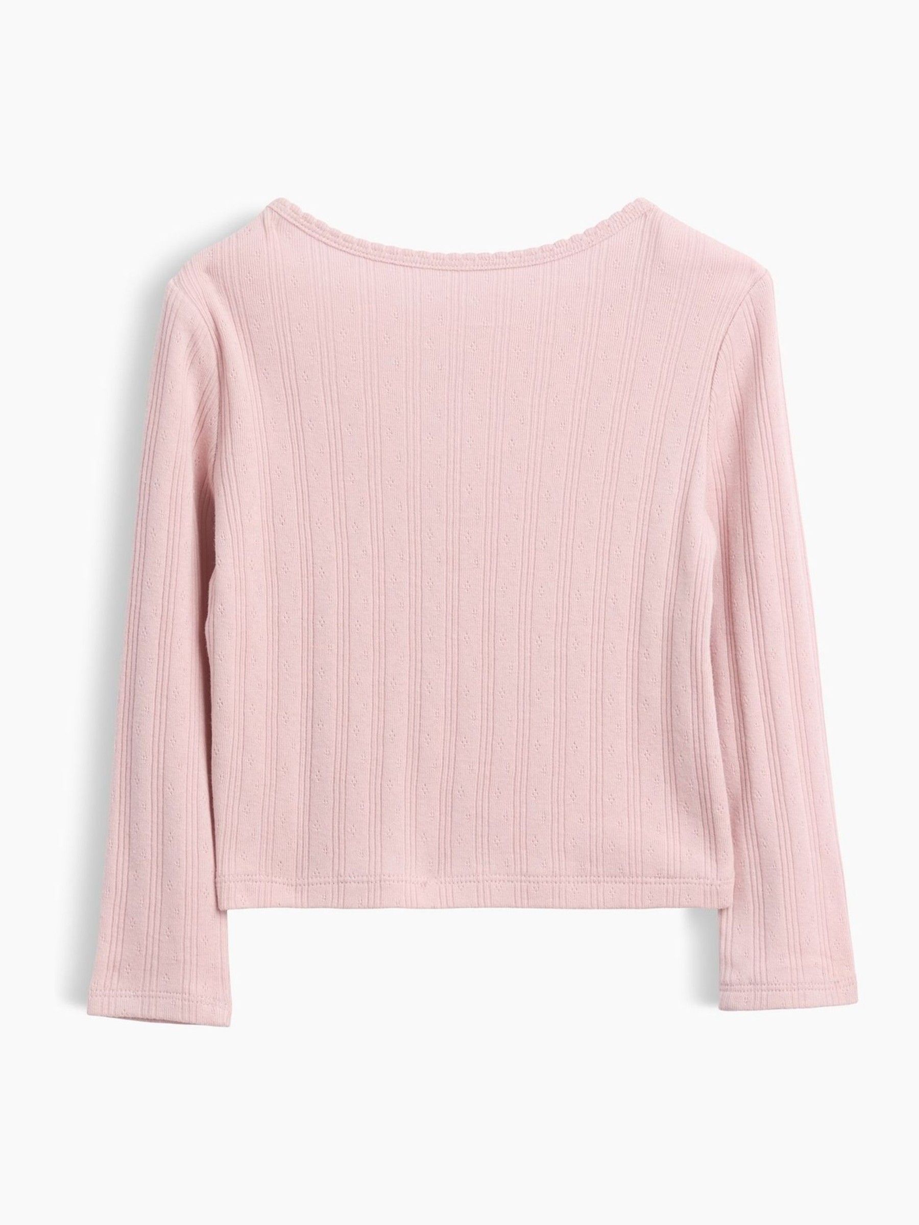 Pink Arch Logo Pointelle Long Sleeve T-Shirt - Image 3 of 4