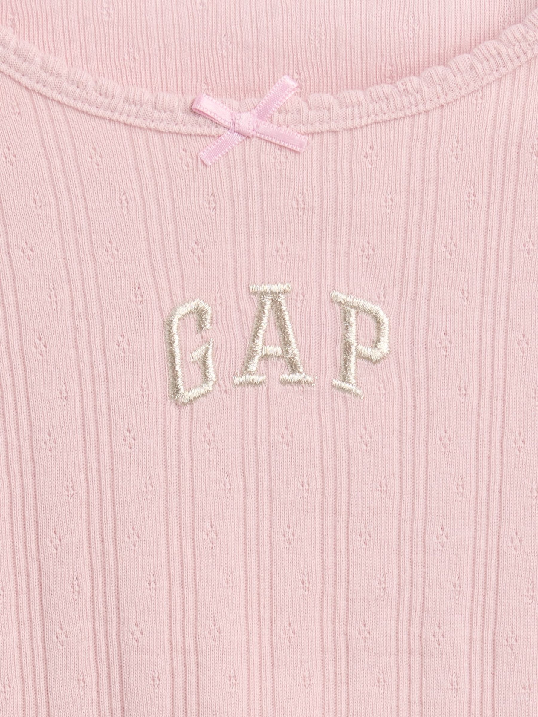 Pink Arch Logo Pointelle Long Sleeve T-Shirt - Image 4 of 4