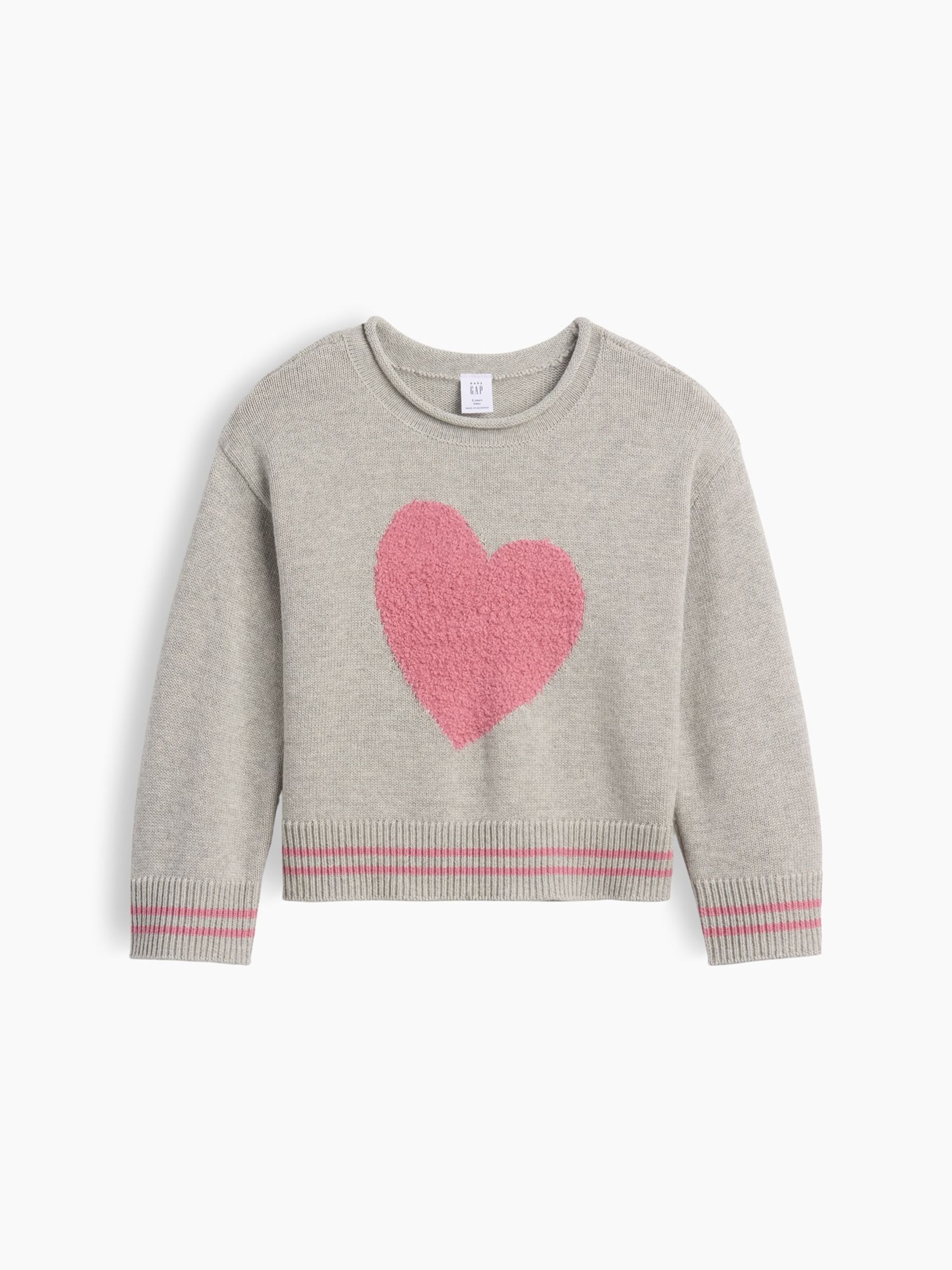 Grey Heart Boxy Rolled Neck Jumper - Image 1 of 2