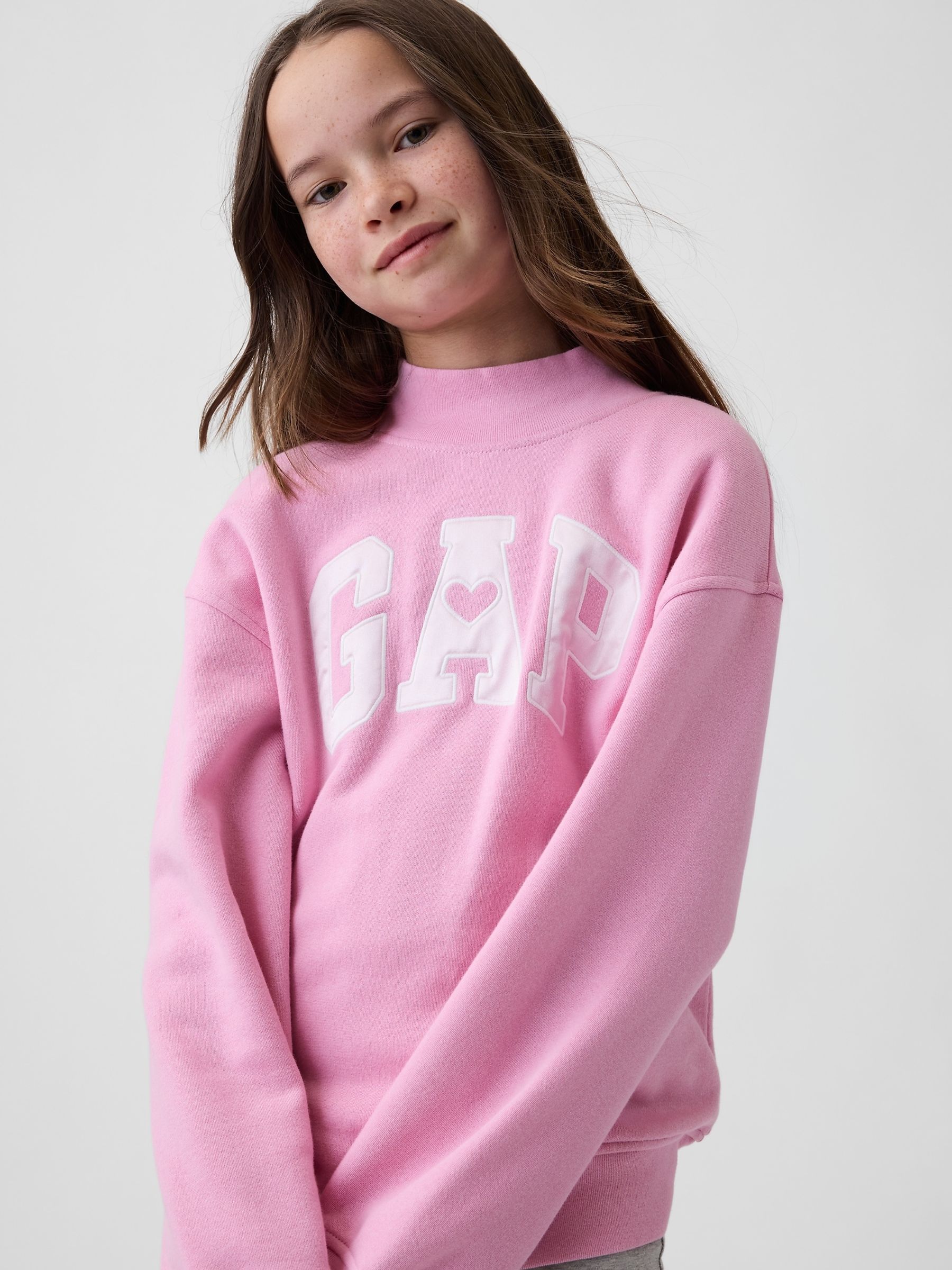 Pink Oversized Mock Neck Logo Sweatshirt - Image 1 of 4 Pink Oversized Mock Neck Logo Sweatshirt - Image 1 of 4