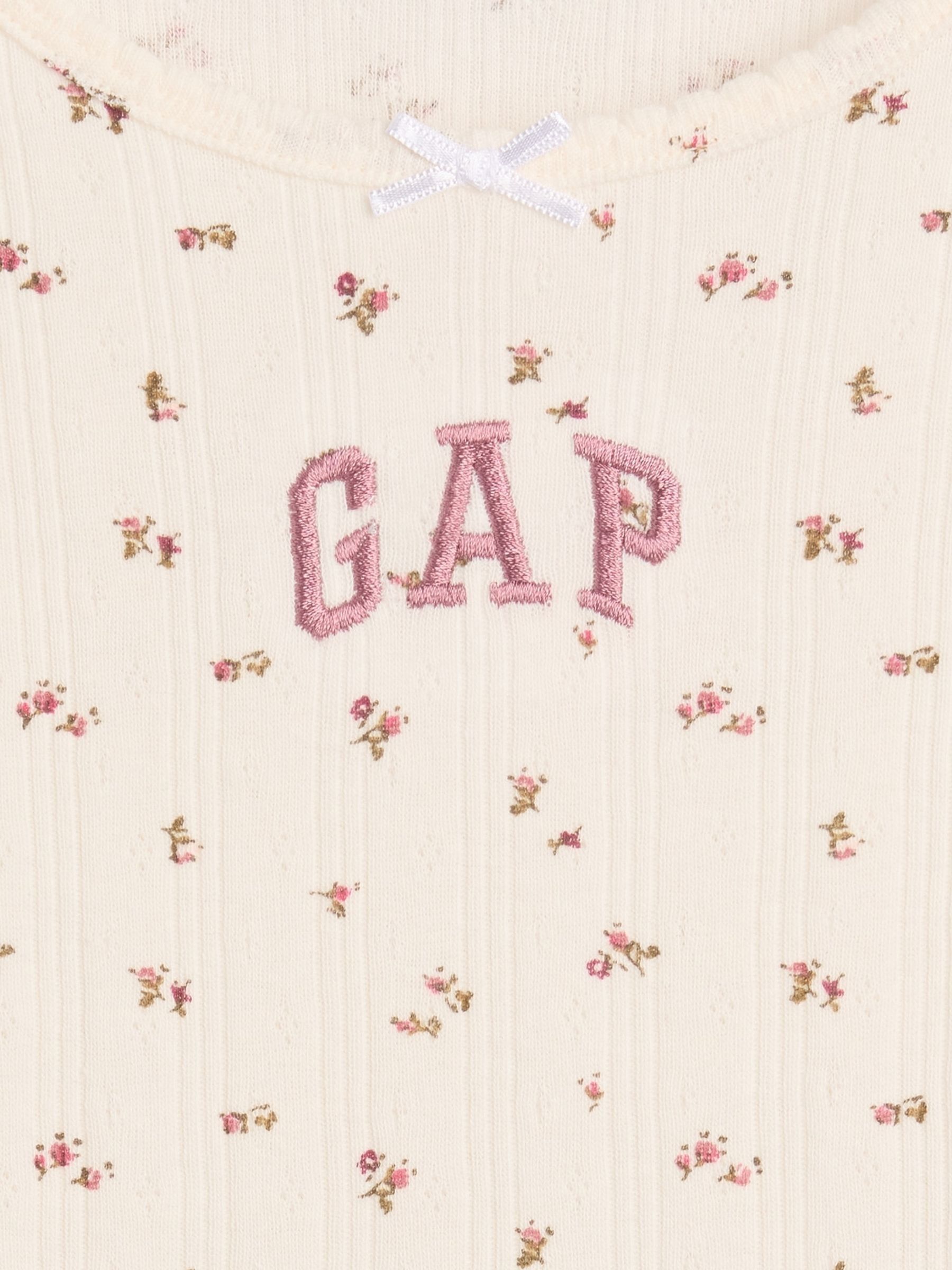Cream Floral Arch Logo Pointelle Long Sleeve T-Shirt - Image 3 of 3 Cream Floral Arch Logo Pointelle Long Sleeve T-Shirt - Image 3 of 3