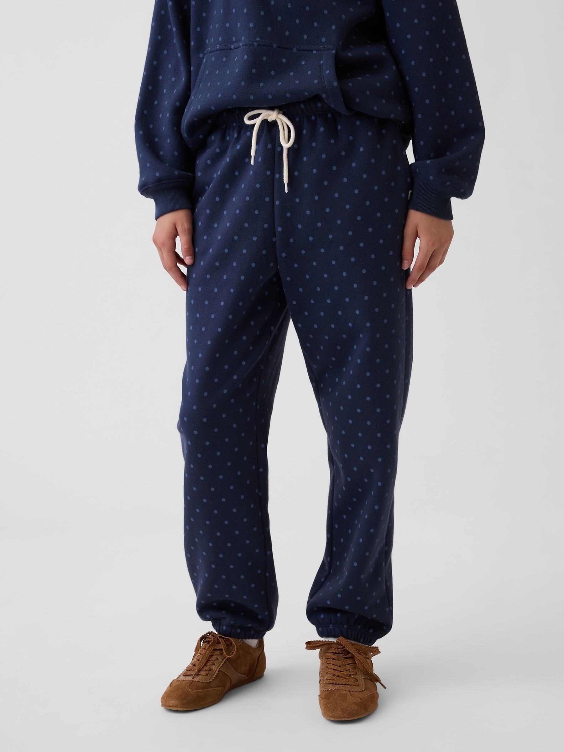 Navy Polka Dot Vintage Soft Relaxed Joggers - Image 1 of 4 Navy Polka Dot Vintage Soft Relaxed Joggers - Image 1 of 4