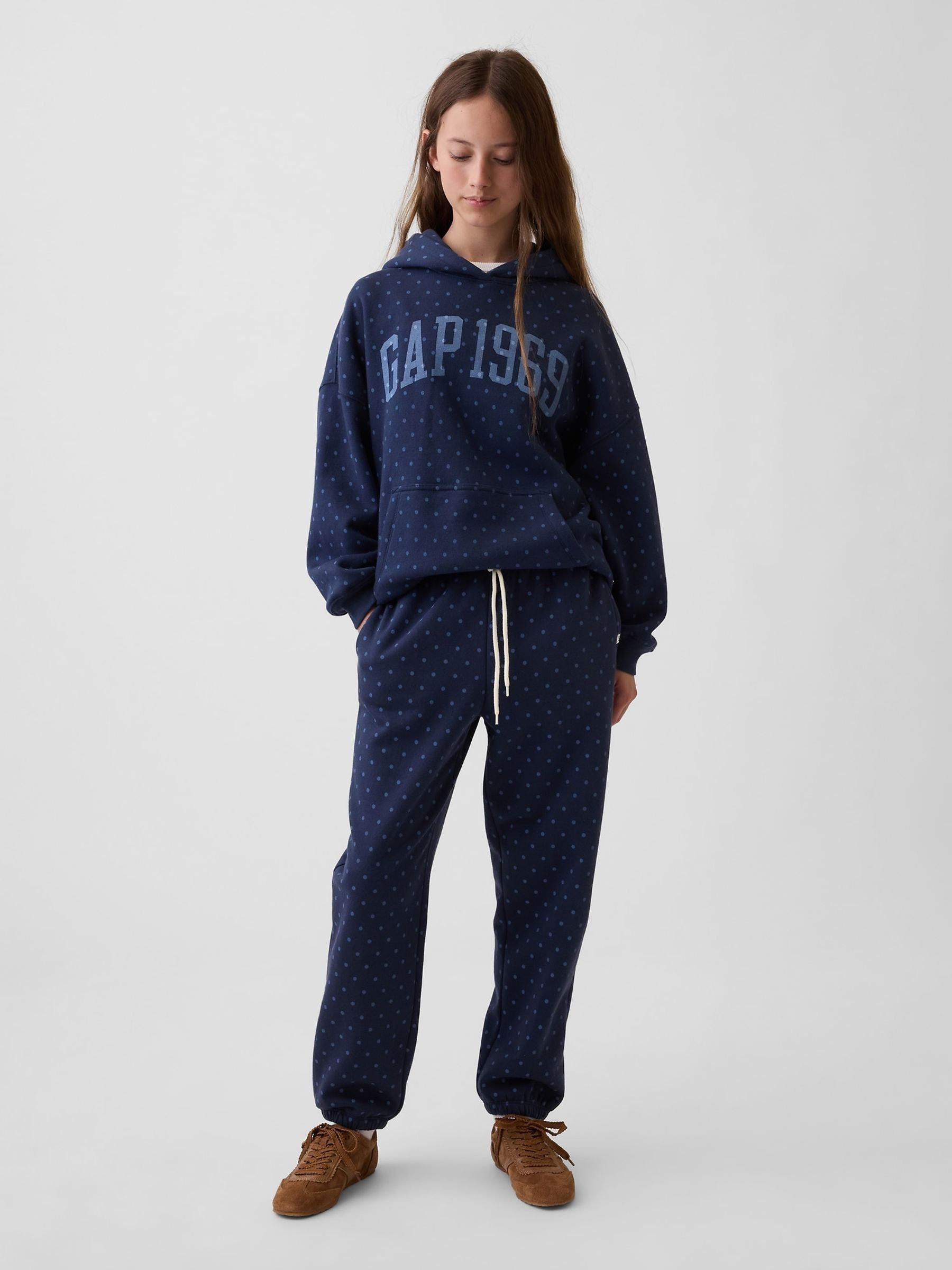 Navy Polka Dot Vintage Soft Relaxed Joggers - Image 3 of 4