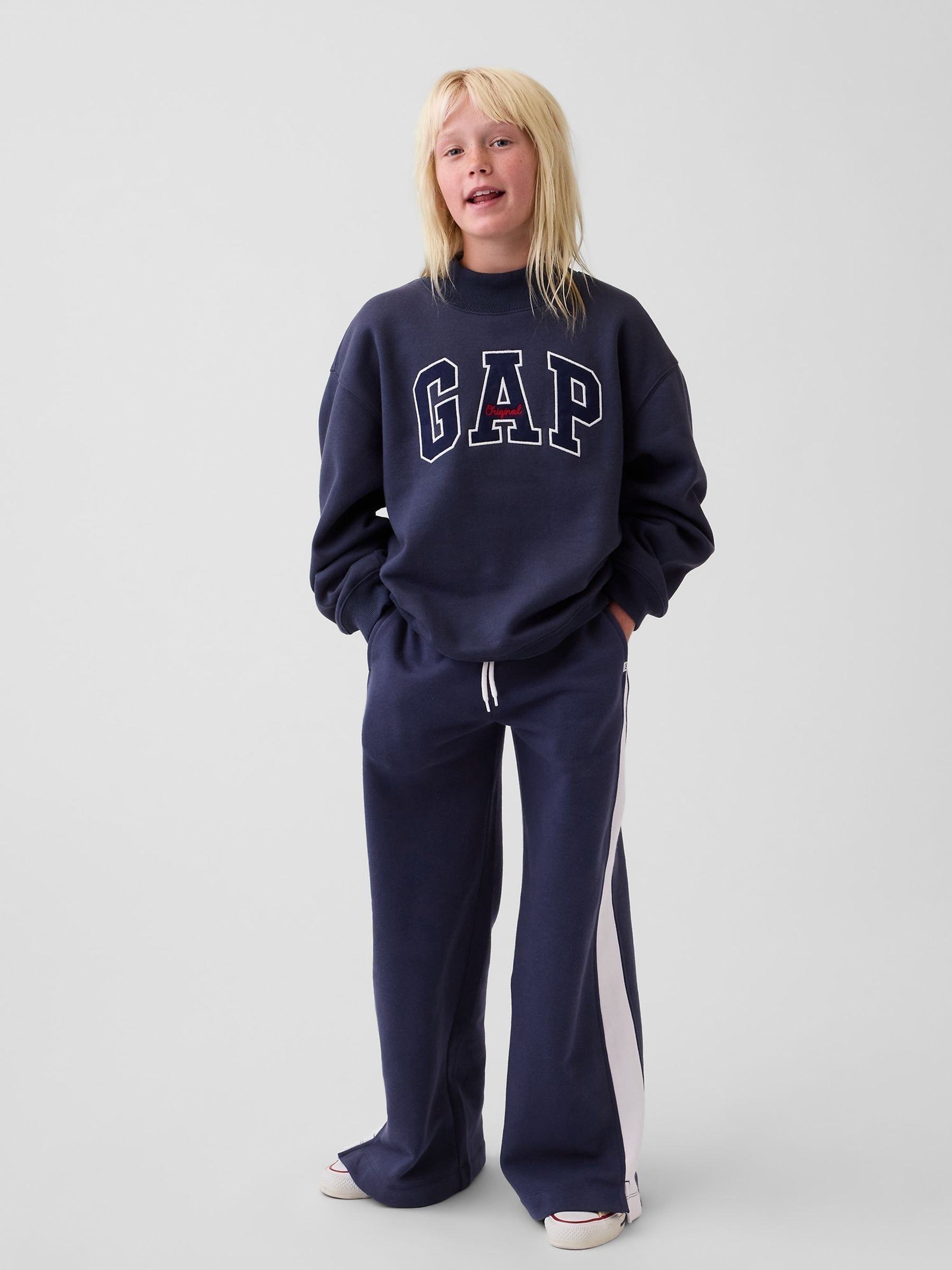 Navy/White VintageSoft Baggy Varsity Joggers - Image 1 of 5 Navy/White VintageSoft Baggy Varsity Joggers - Image 1 of 5