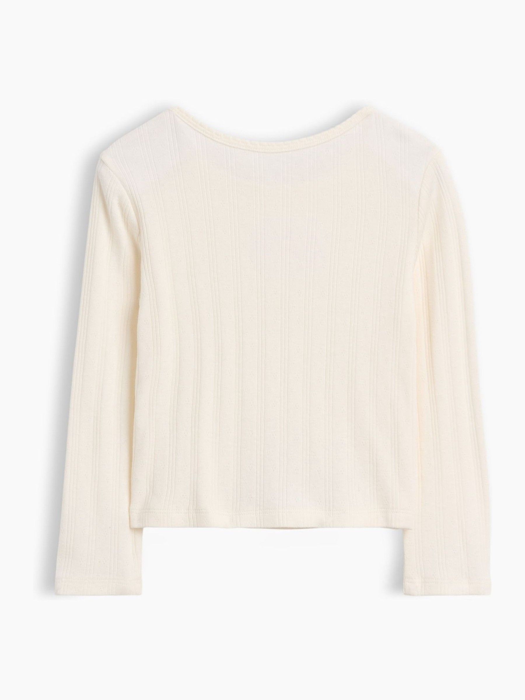 Cream Arch Logo Pointelle Long Sleeve T-Shirt - Image 2 of 3