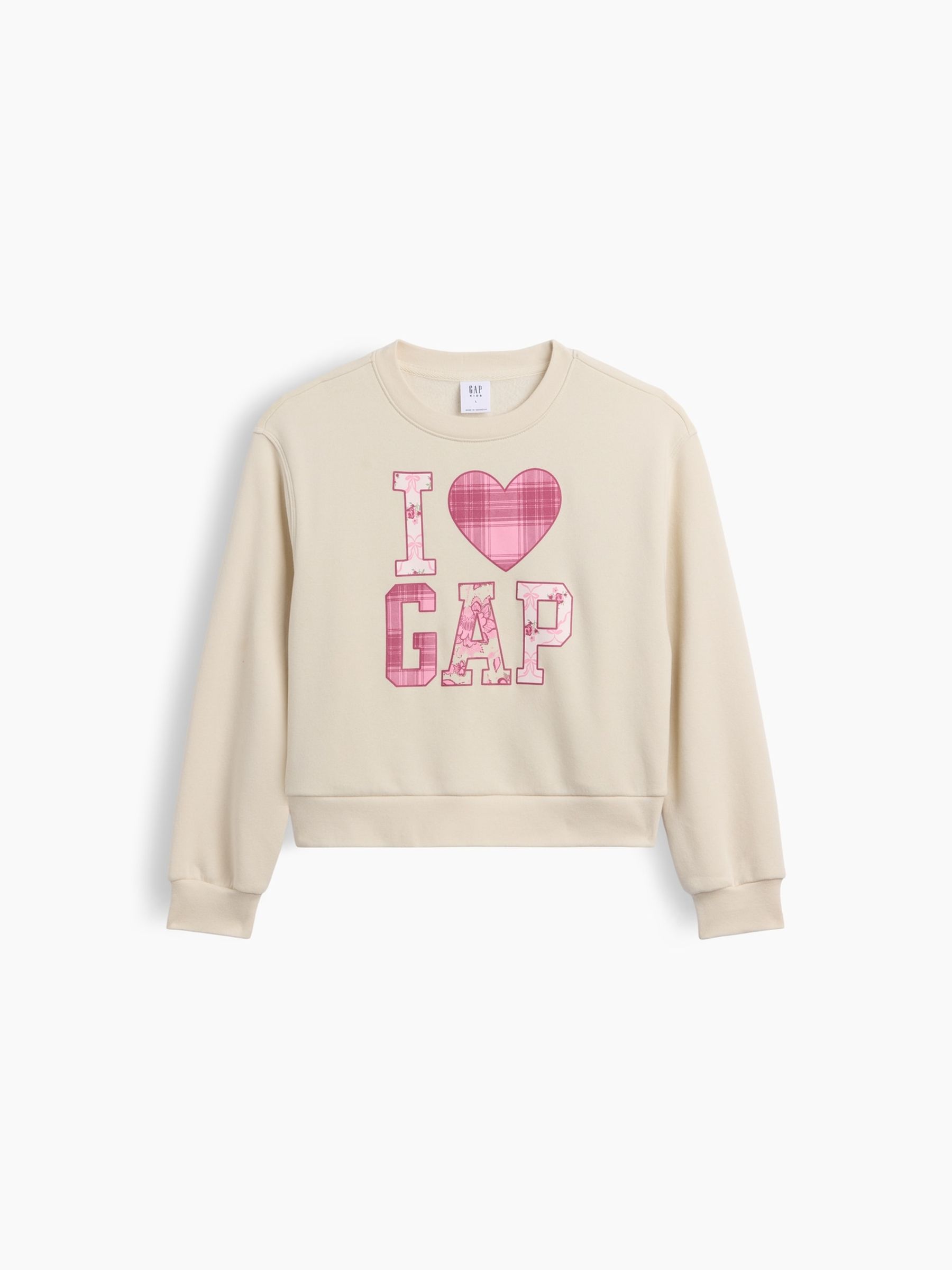 Cream Patchwork Oversized Mock Neck Logo Sweatshirt - Image 1 of 3