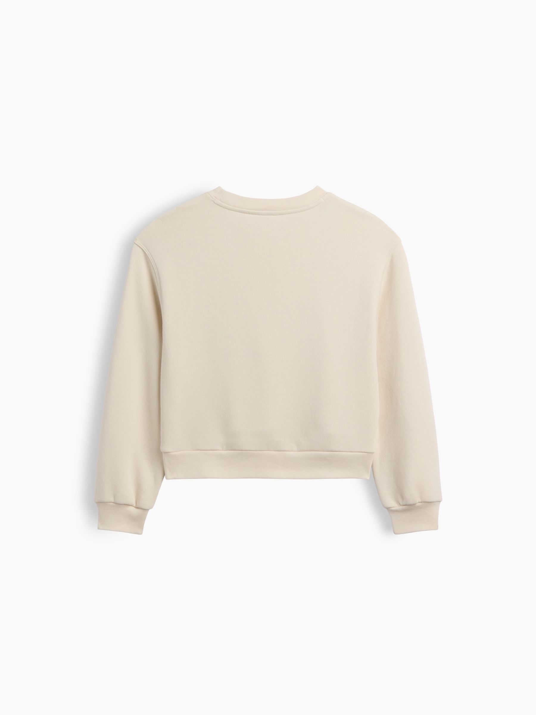 Cream Patchwork Oversized Mock Neck Logo Sweatshirt - Image 2 of 3 Cream Patchwork Oversized Mock Neck Logo Sweatshirt - Image 2 of 3