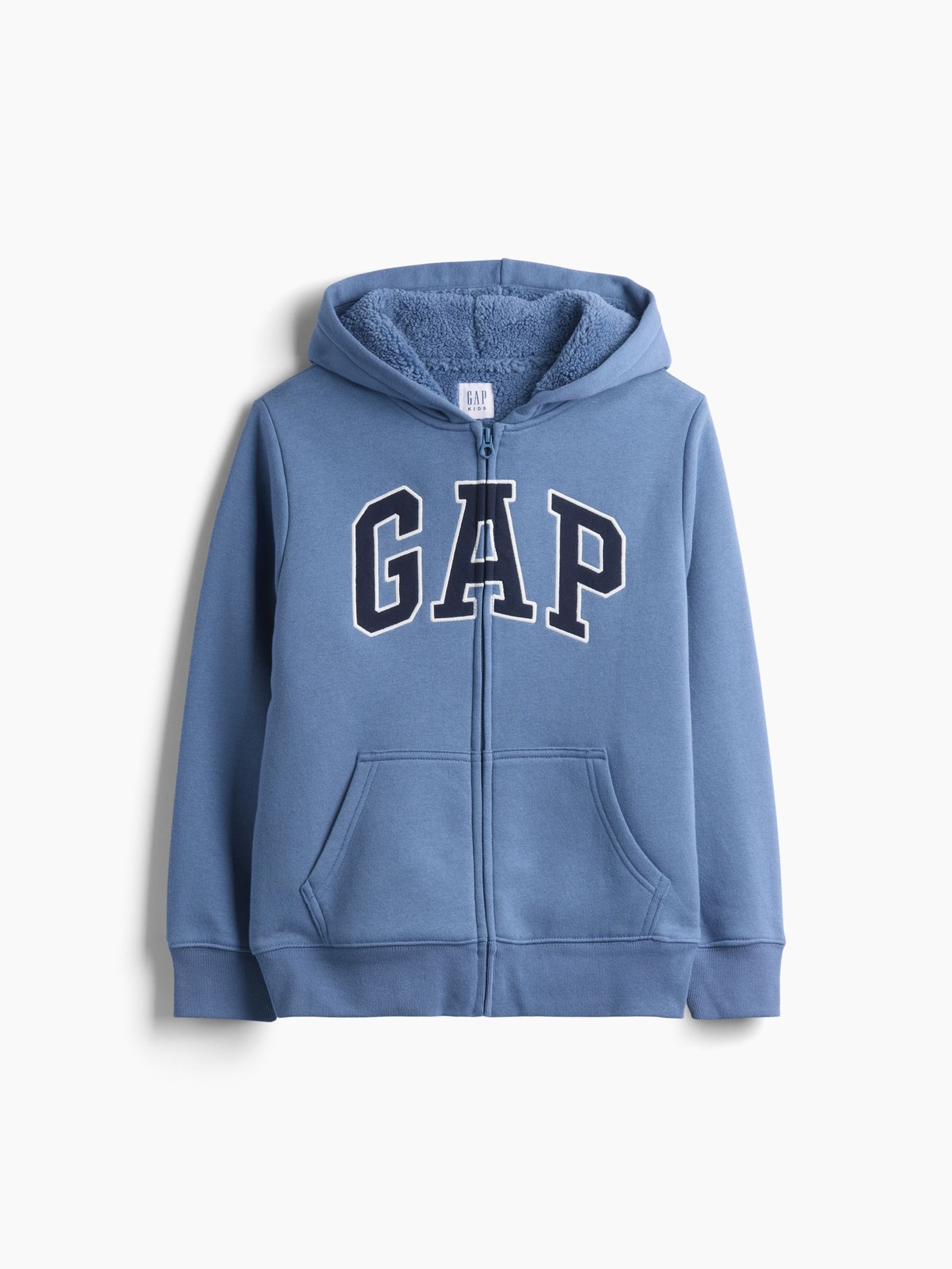 Blue Sherpa-Lined Zip-Up Hoodie - Image 1 of 3