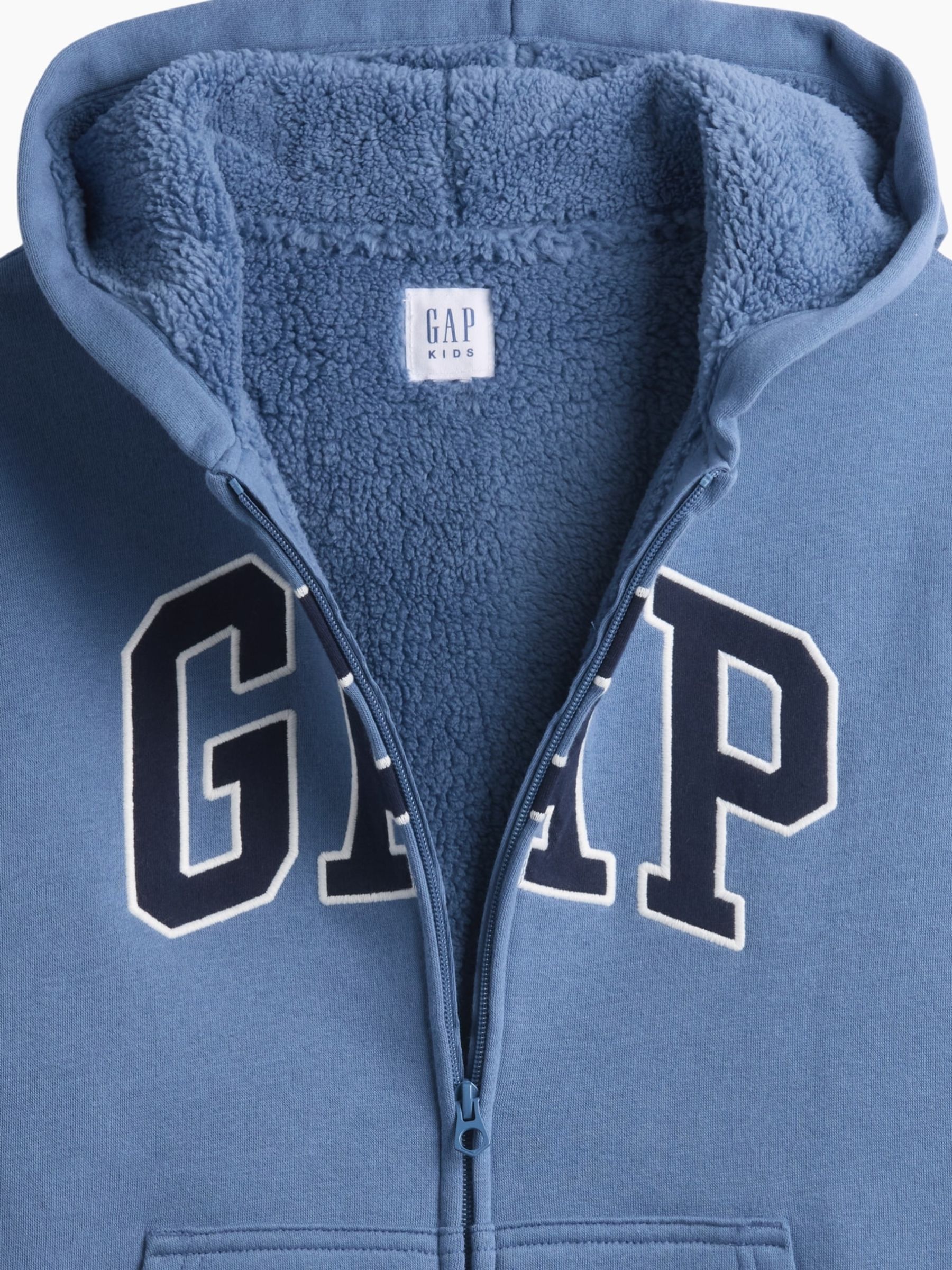 Blue Sherpa-Lined Zip-Up Hoodie - Image 3 of 3