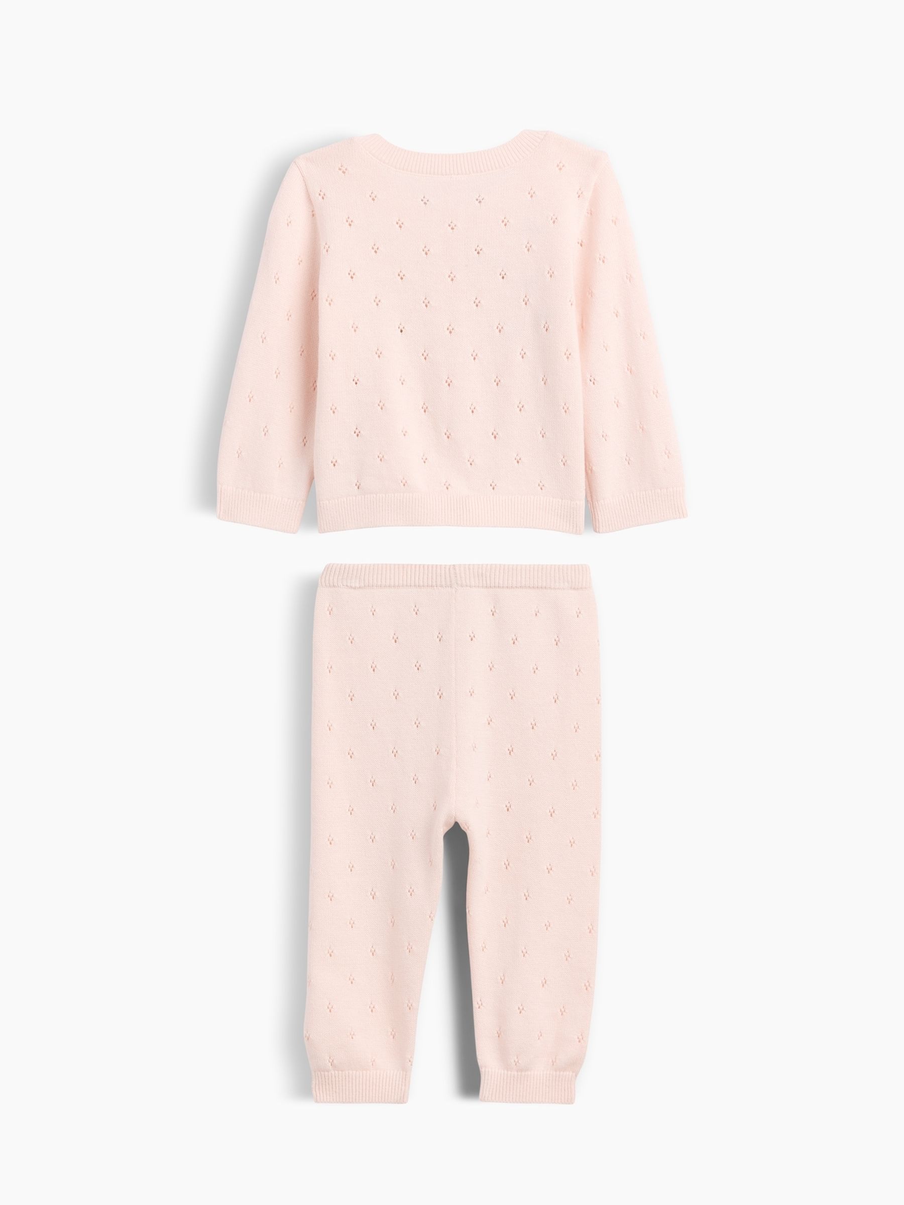 Pink Embroidered Pointelle Cardigan Set - Image 2 of 3 Pink Embroidered Pointelle Cardigan Set - Image 2 of 3