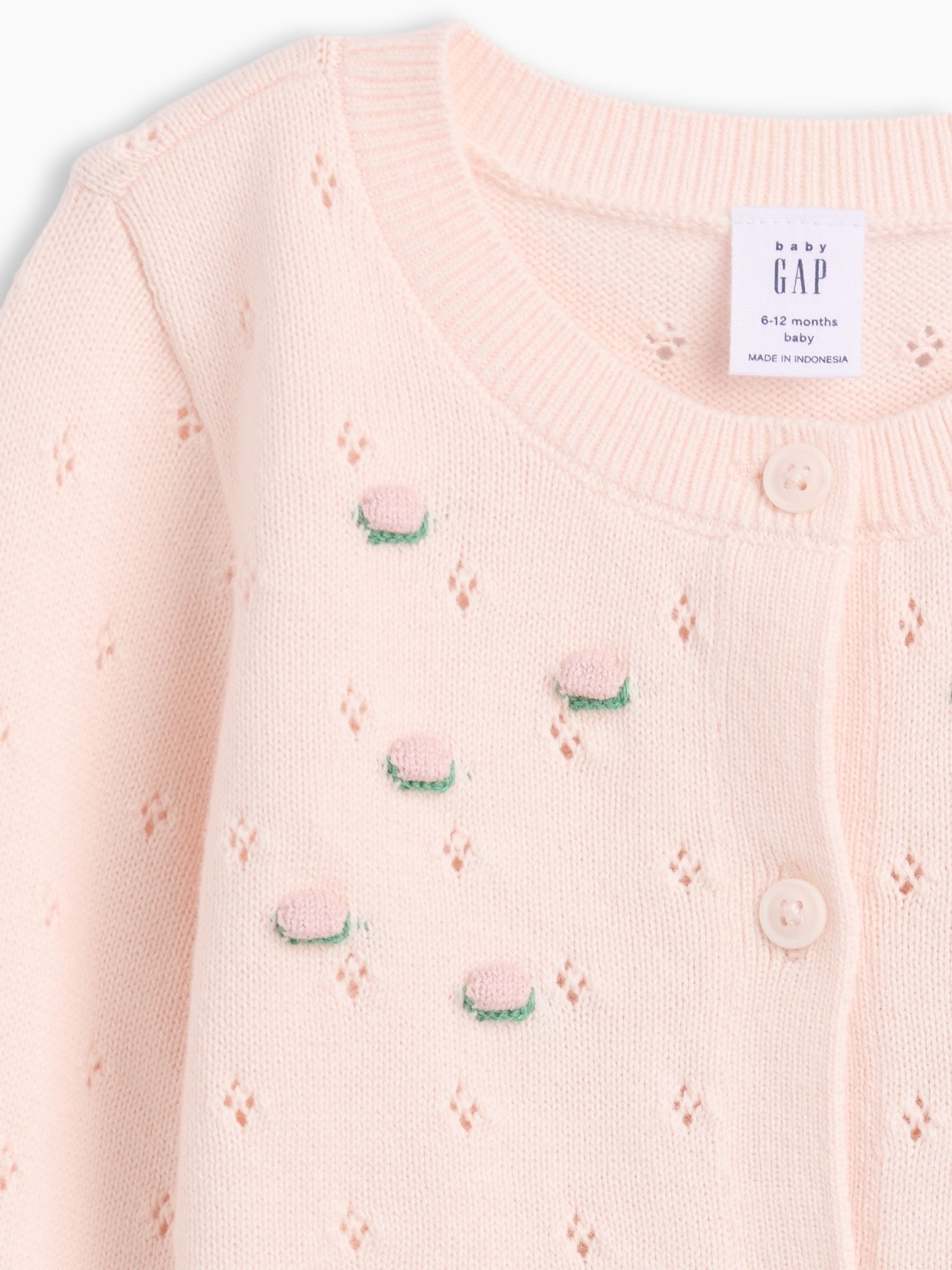 Pink Embroidered Pointelle Cardigan Set - Image 3 of 3