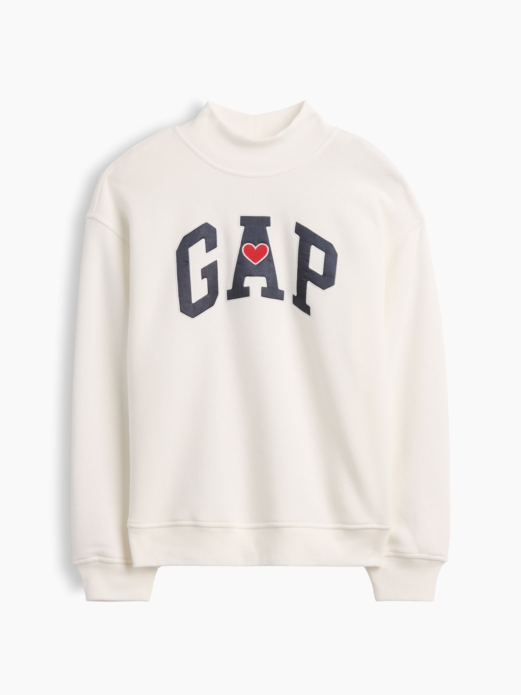 White Oversized Mock Neck Logo Sweatshirt - Image 1 of 3 White Oversized Mock Neck Logo Sweatshirt - Image 1 of 3