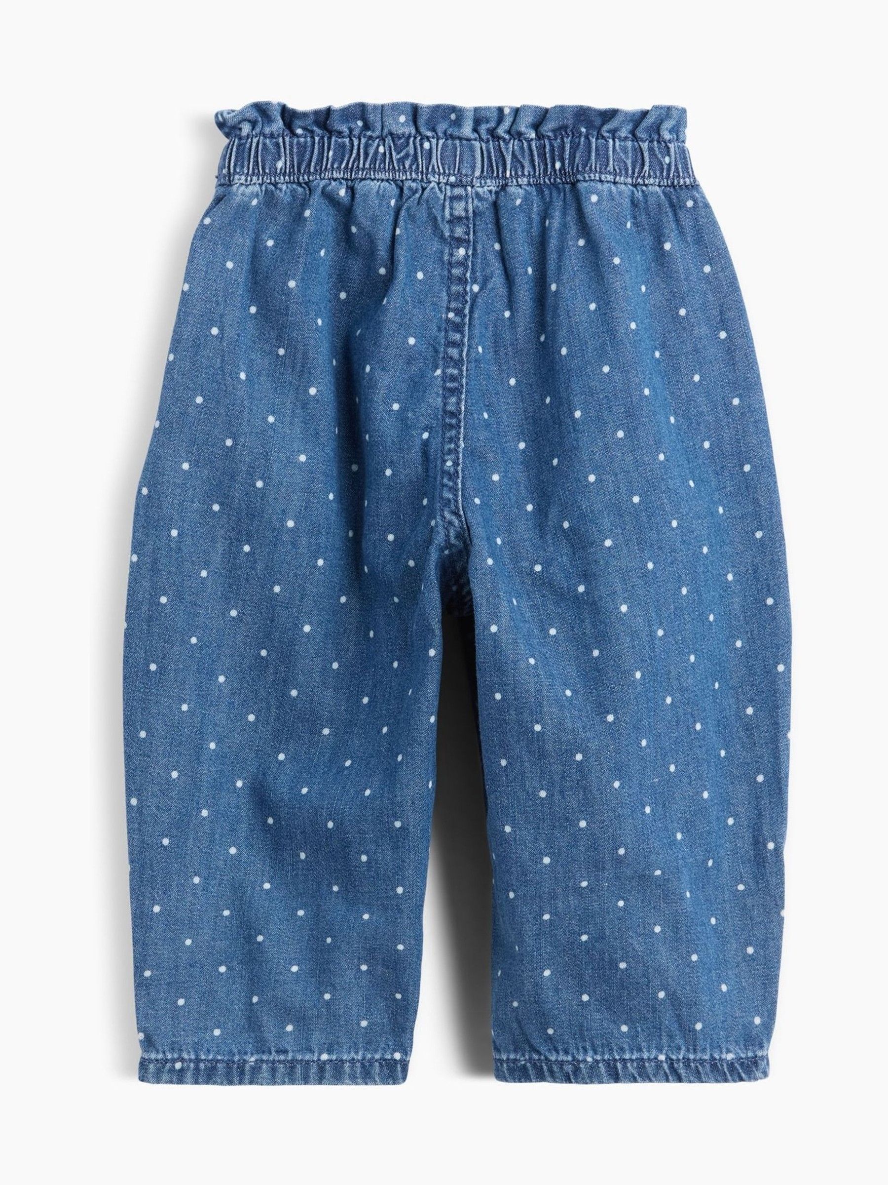 Medium Wash Polka Dot Pull On Ruffle Barrel Jeans - Image 2 of 3