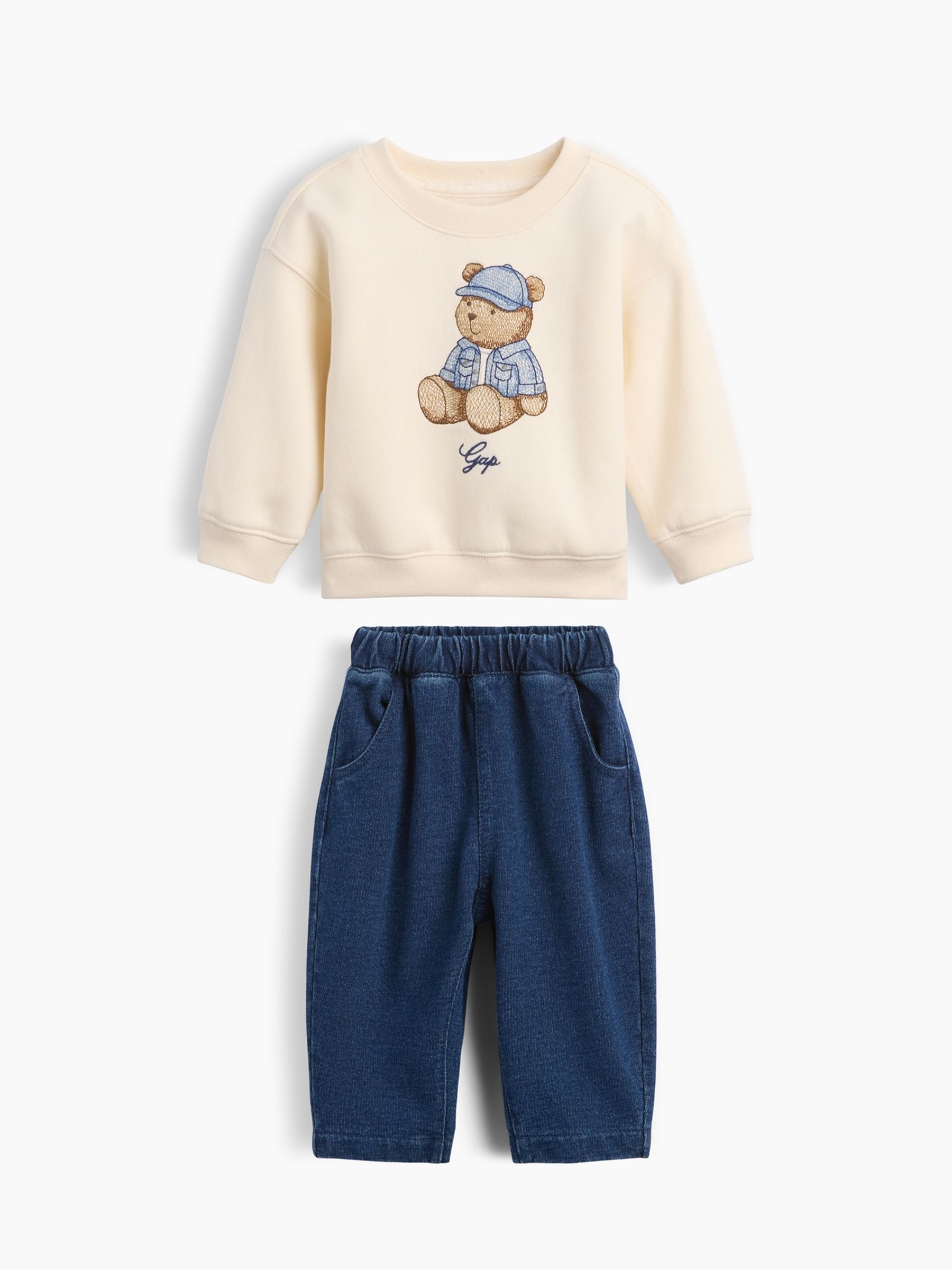 Cream/Blue VintageSoft Brannan Bear Sweat Set - Image 1 of 3