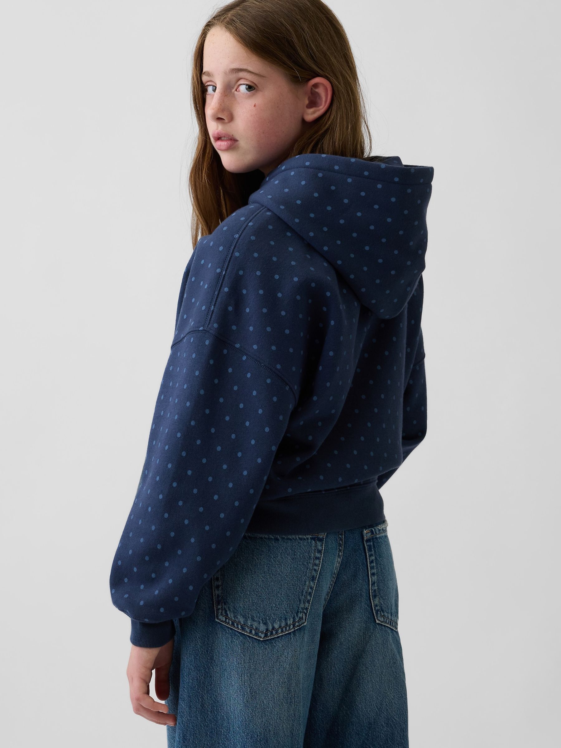 Navy Polka Dot VintageSoft Oversized Logo Hoodie - Image 2 of 4