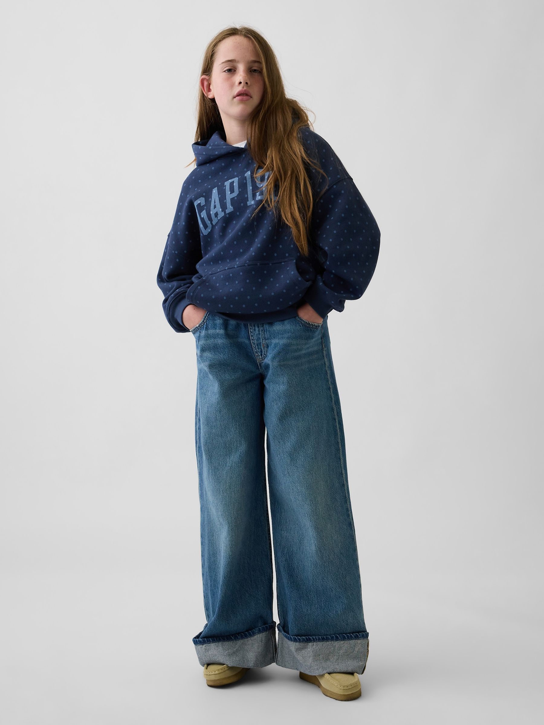 Navy Polka Dot VintageSoft Oversized Logo Hoodie - Image 3 of 4