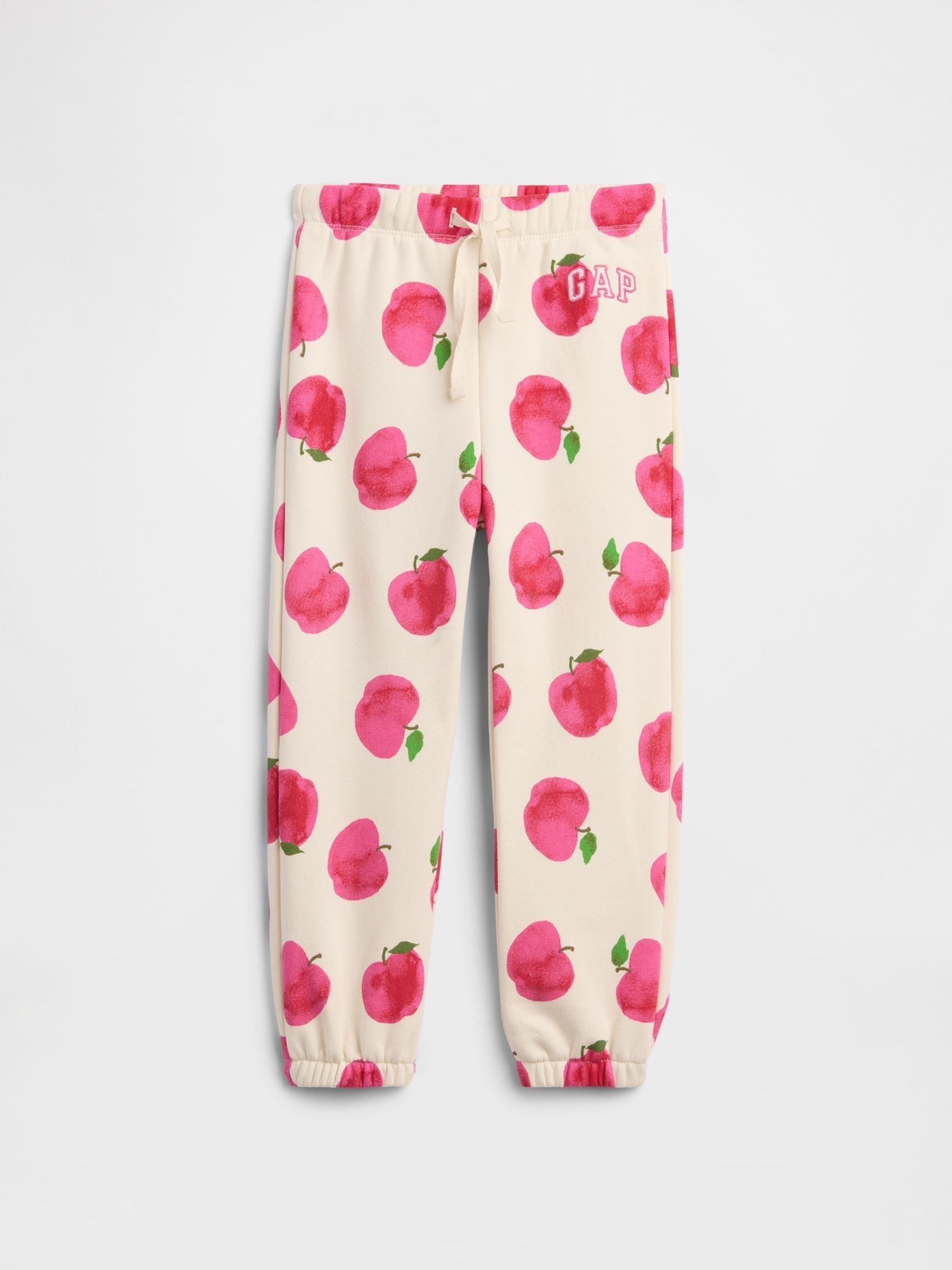 Cream/Pink Apple Relaxed Pull On Logo Joggers - Image 1 of 3 Cream/Pink Apple Relaxed Pull On Logo Joggers - Image 1 of 3