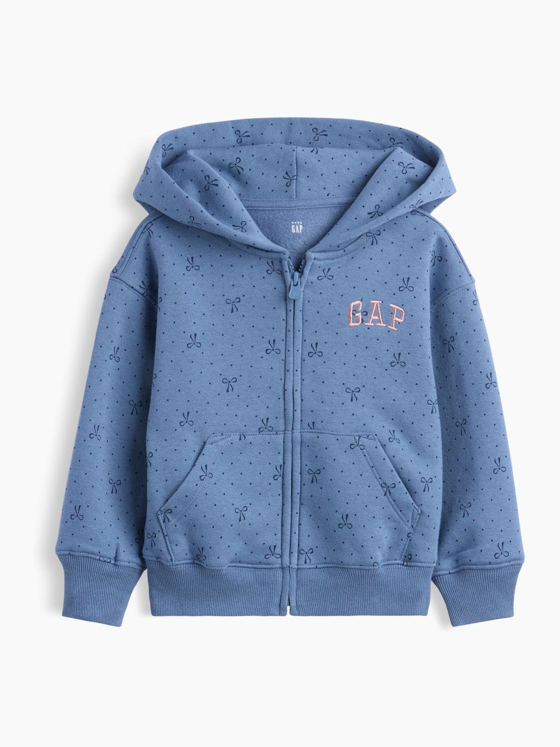 Blue Bow Vintage Soft Zip-Up Hoodie - Image 1 of 3