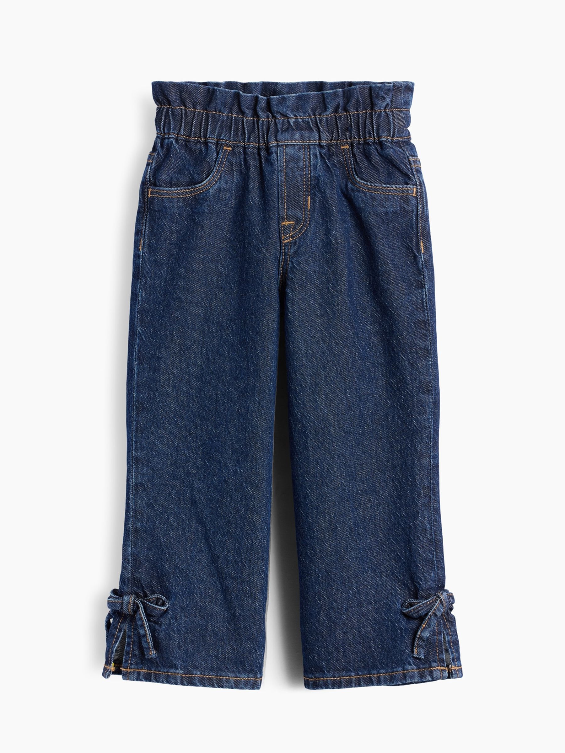 Dark Wash Bow Split-Hem Stride Jeans - Image 2 of 3